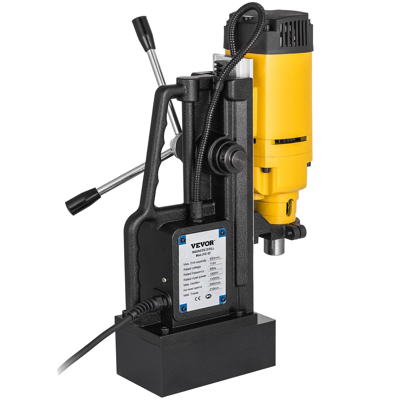 VEVOR 1200W Magnetic Drill Press with 9/10 Inch (23mm) Boring Diameter Magnetic Drill Press Machine 2920 Lbs Magnetic Force Magnetic Drilling System 500RPM Portable Electric Magnetic Drill Press