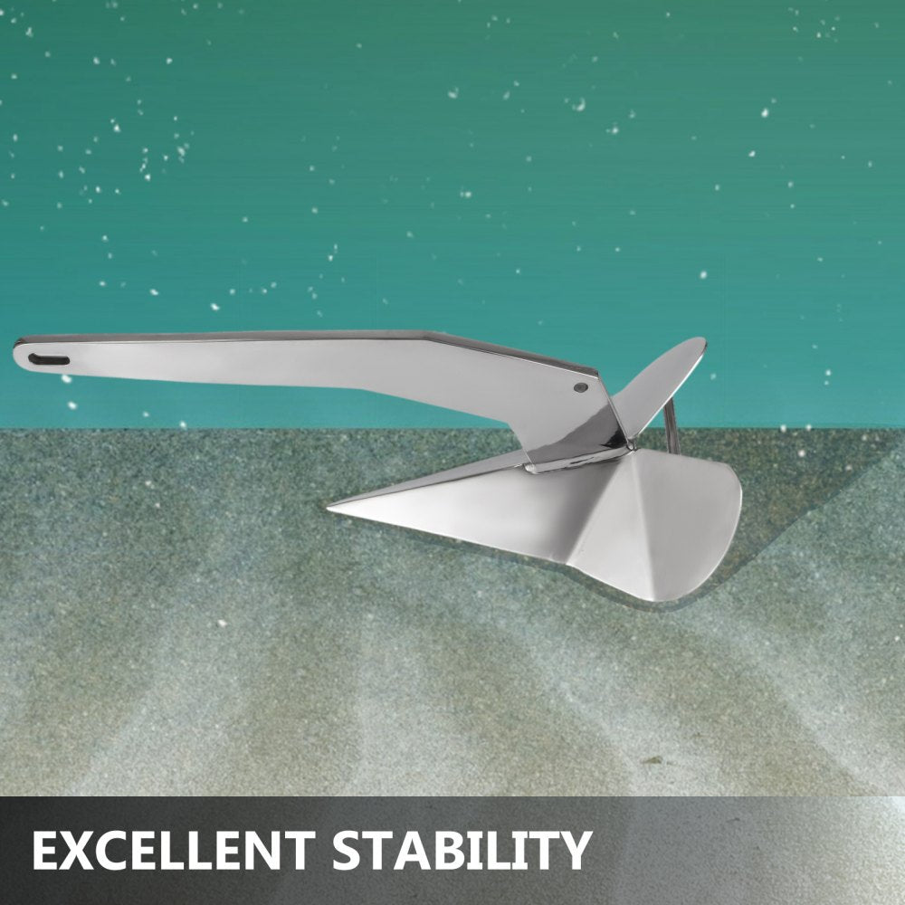 VEVOR Boat Anchor, 14LBS 6.35KG Stainless Steel Delta Style, Heavy Duty Triangular Anchor Fit for 20-35 FT Boats