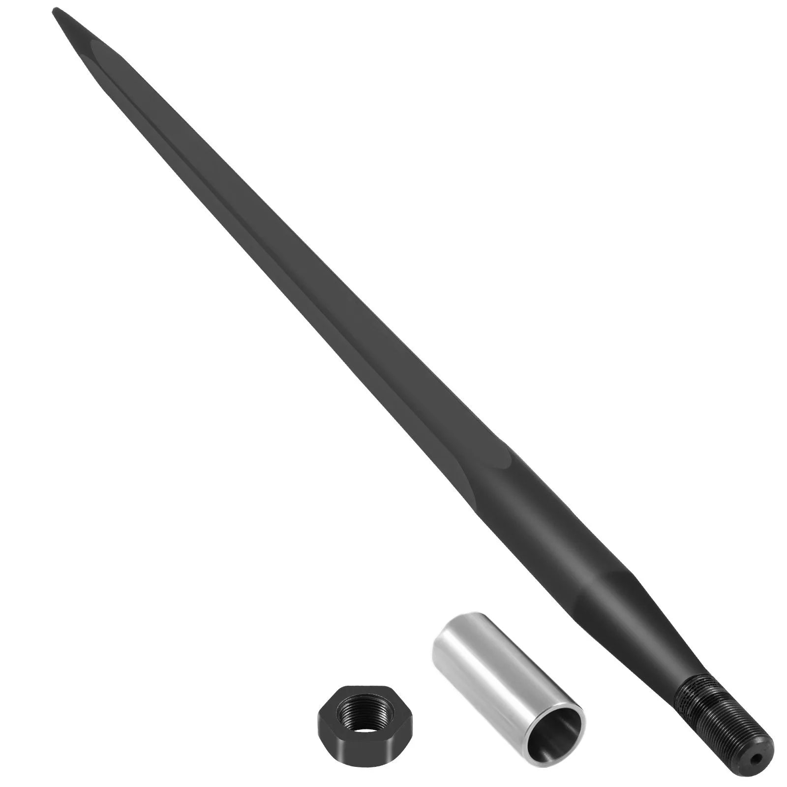 VEVOR Hay Spear 39" Bale Spear 3600 lbs Capacity, Bale Spike Quick Attach Square Hay Bale Spears 1 3/4", Black Coated Bale Forks, Bale Hay Spike with Hex Nut and Sleeve for Buckets Tractors Loaders