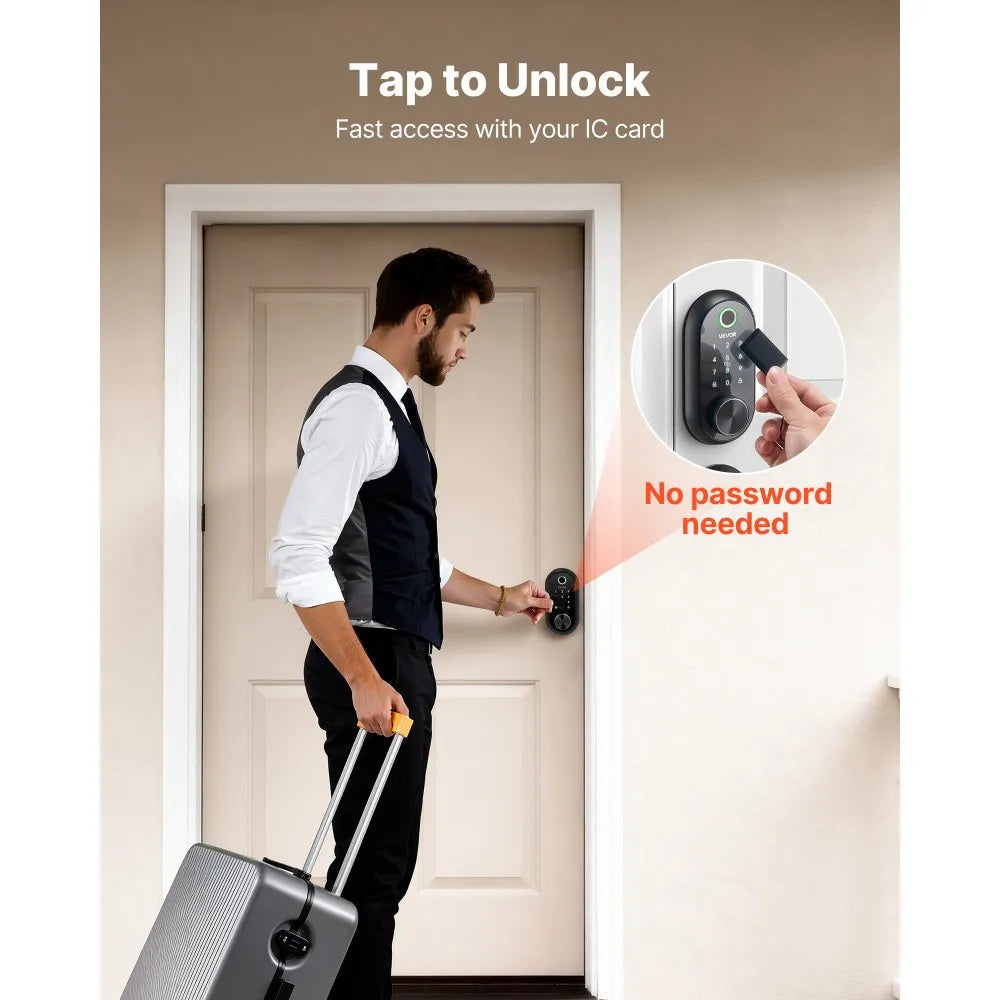 Vevor Fingerprint Door Lock – Biometric Keyless Entry Deadbolt with Touchscreen | Matte Black