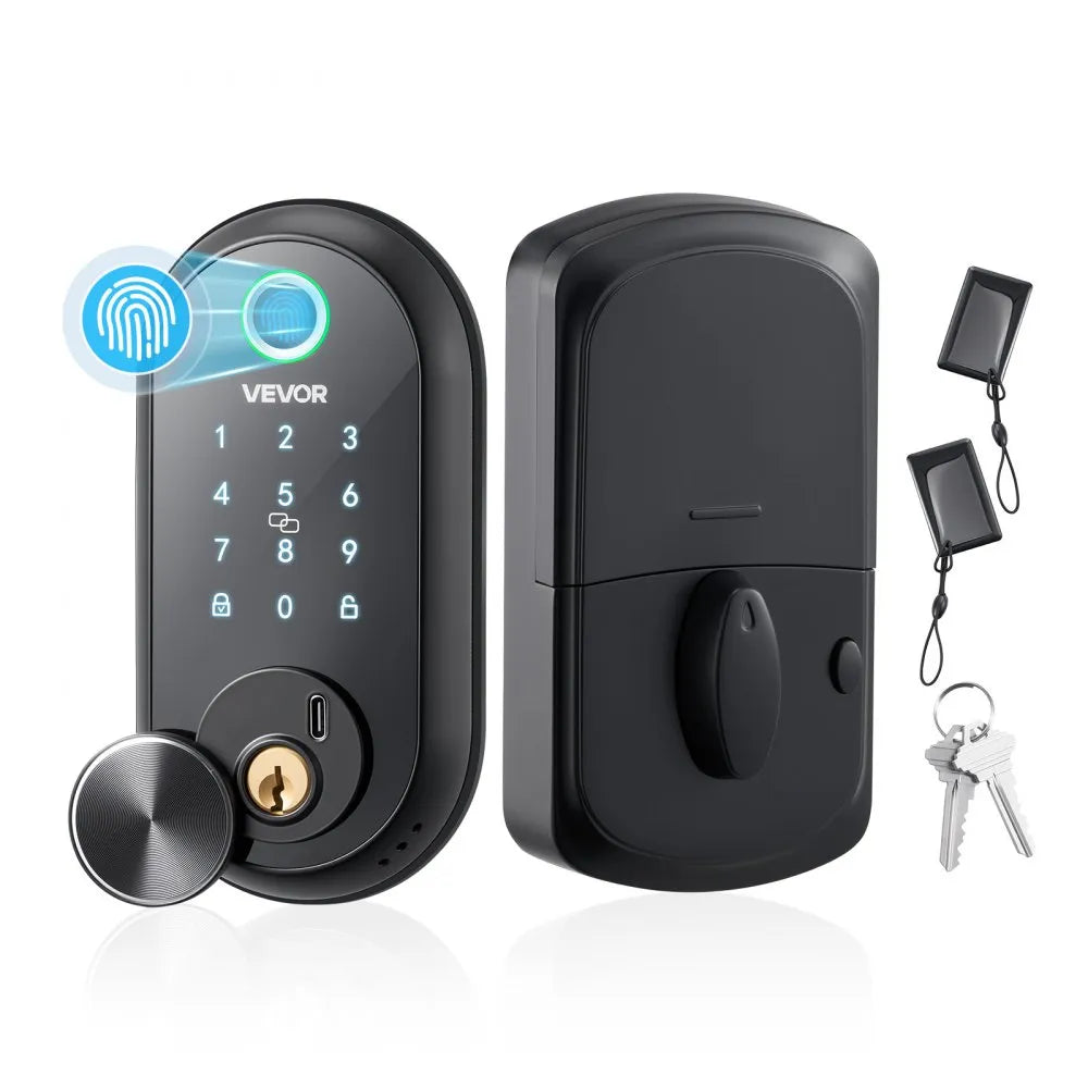 Vevor Fingerprint Door Lock – Biometric Keyless Entry Deadbolt with Touchscreen | Matte Black