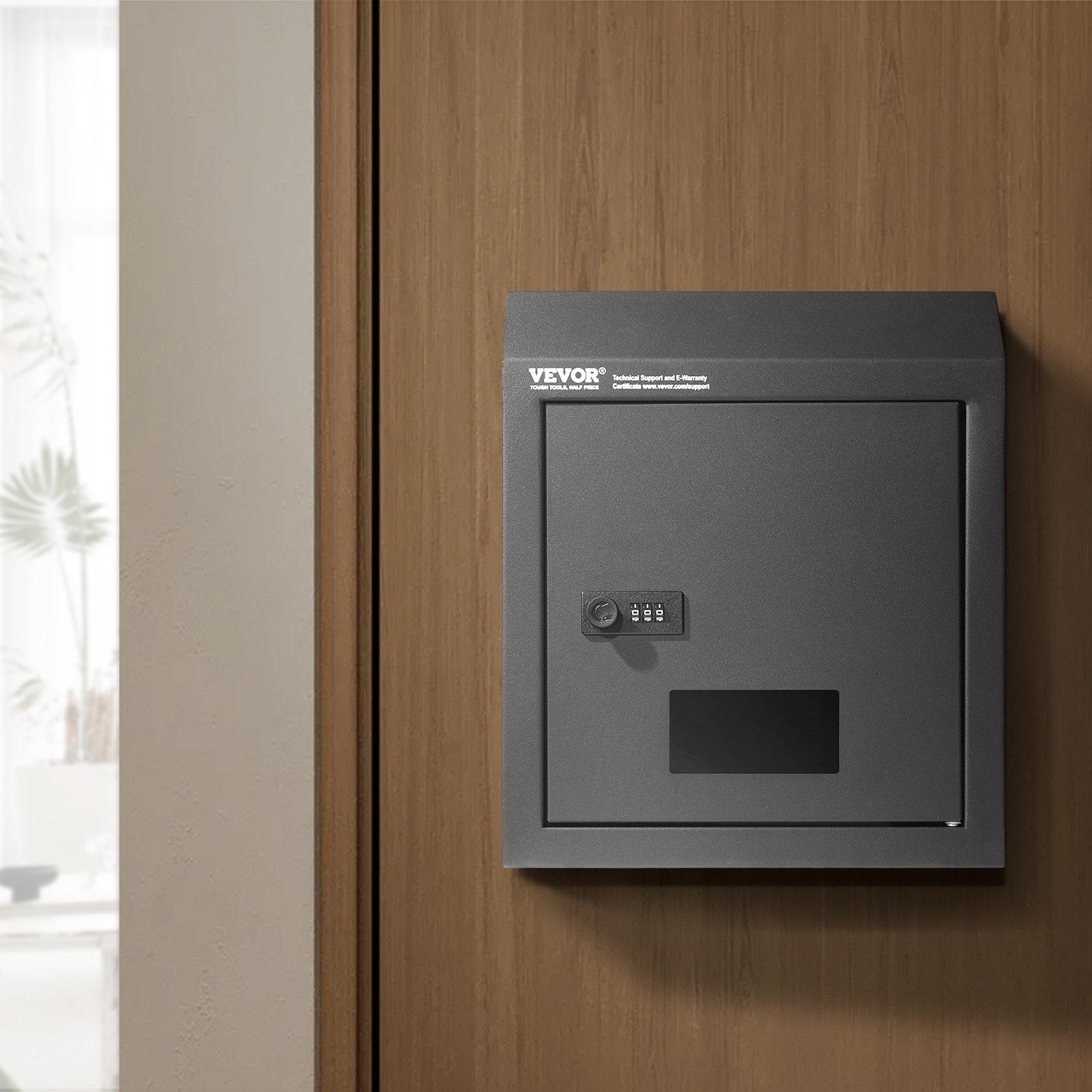 VEVOR Through The Door Key Drop Box, Heavy Duty Steel Through the Door Mailbox with 12" Combination Lock, Mail Drop Box, Black