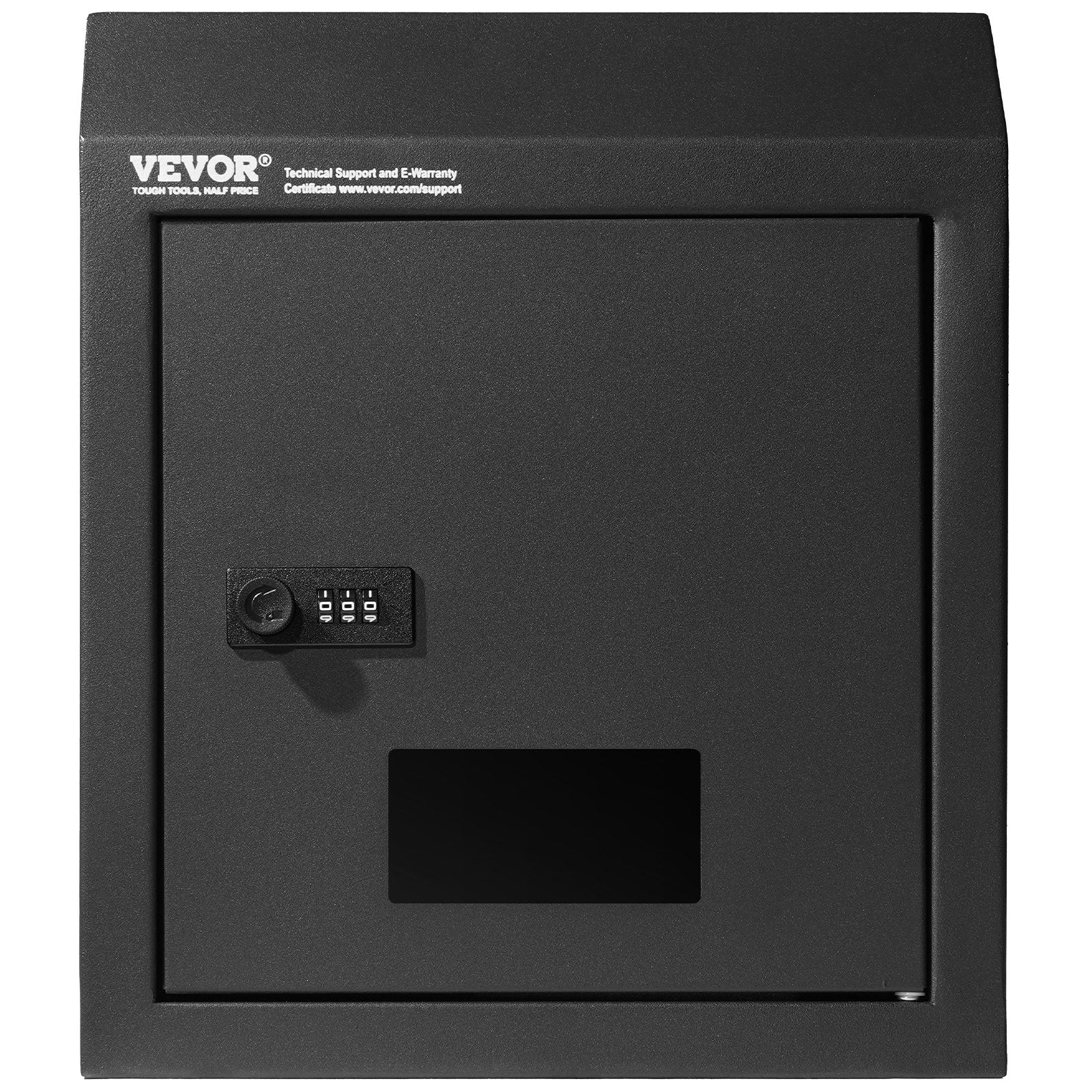 VEVOR Through The Door Key Drop Box, Heavy Duty Steel Through the Door Mailbox with 12" Combination Lock, Mail Drop Box, Black