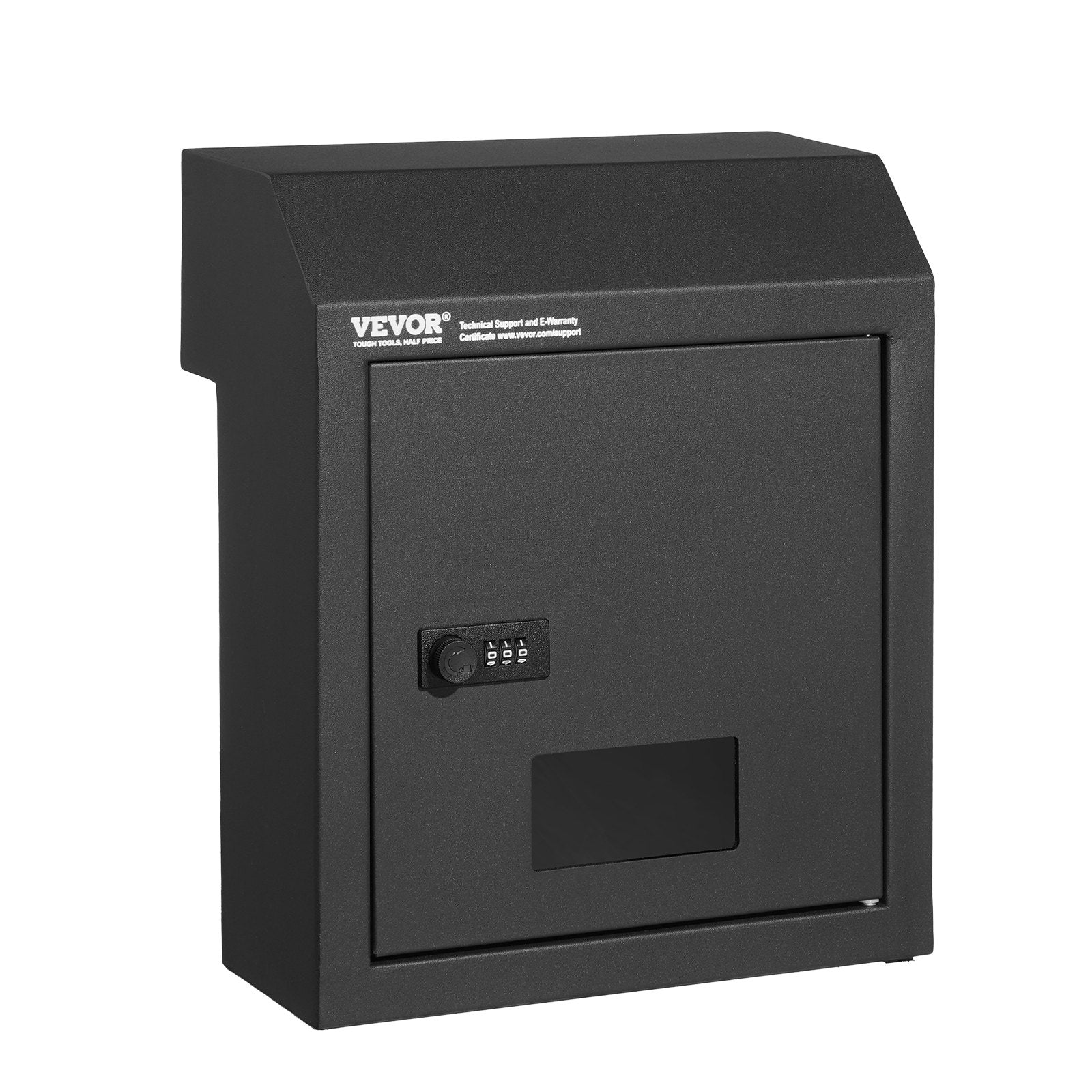 VEVOR Through The Door Key Drop Box, Heavy Duty Steel Through the Door Mailbox with 12" Combination Lock, Mail Drop Box, Black