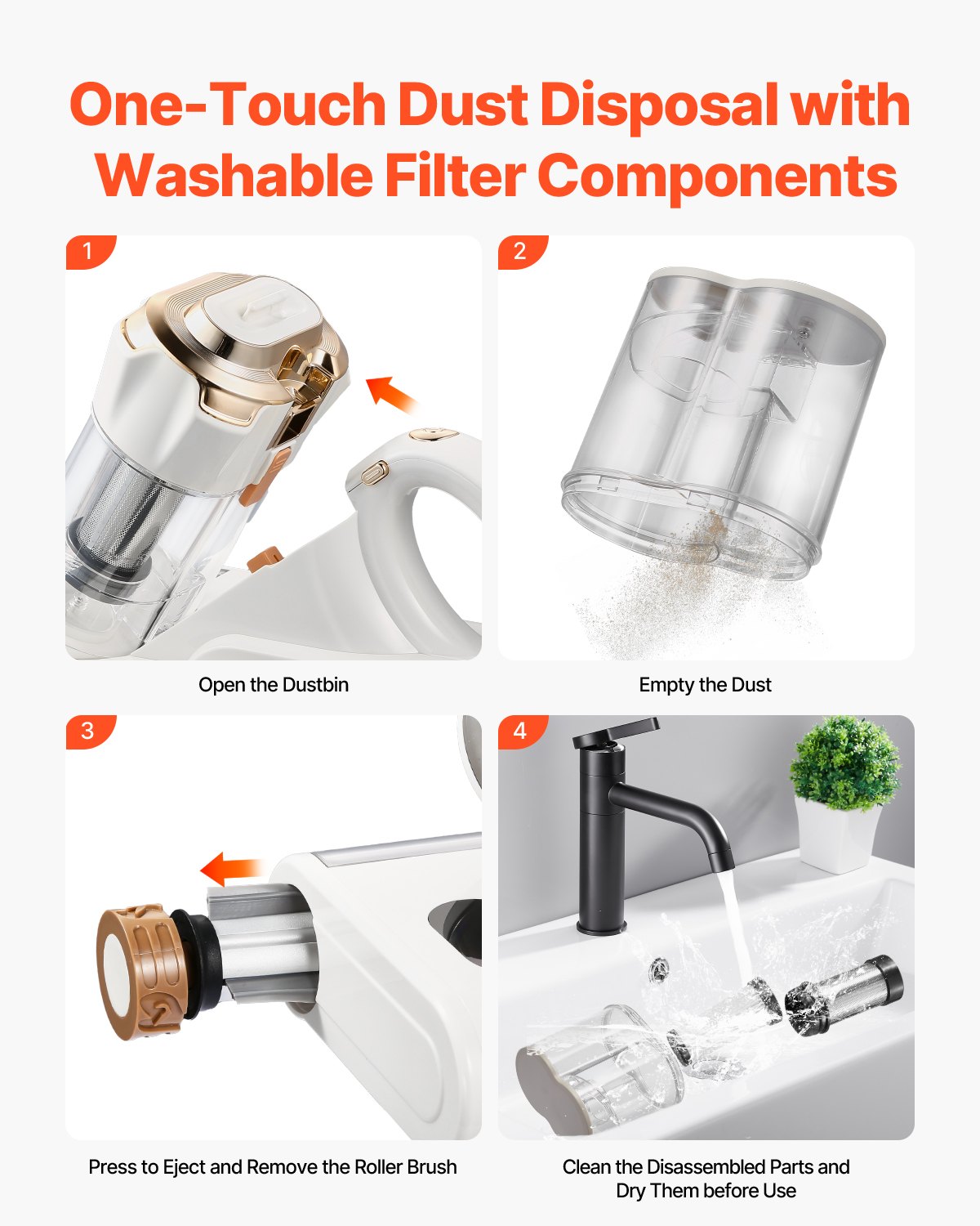 Vevor Mattress Vacuum Cleaner with 18Kpa Powerful Suction HEPA Filter 550W White