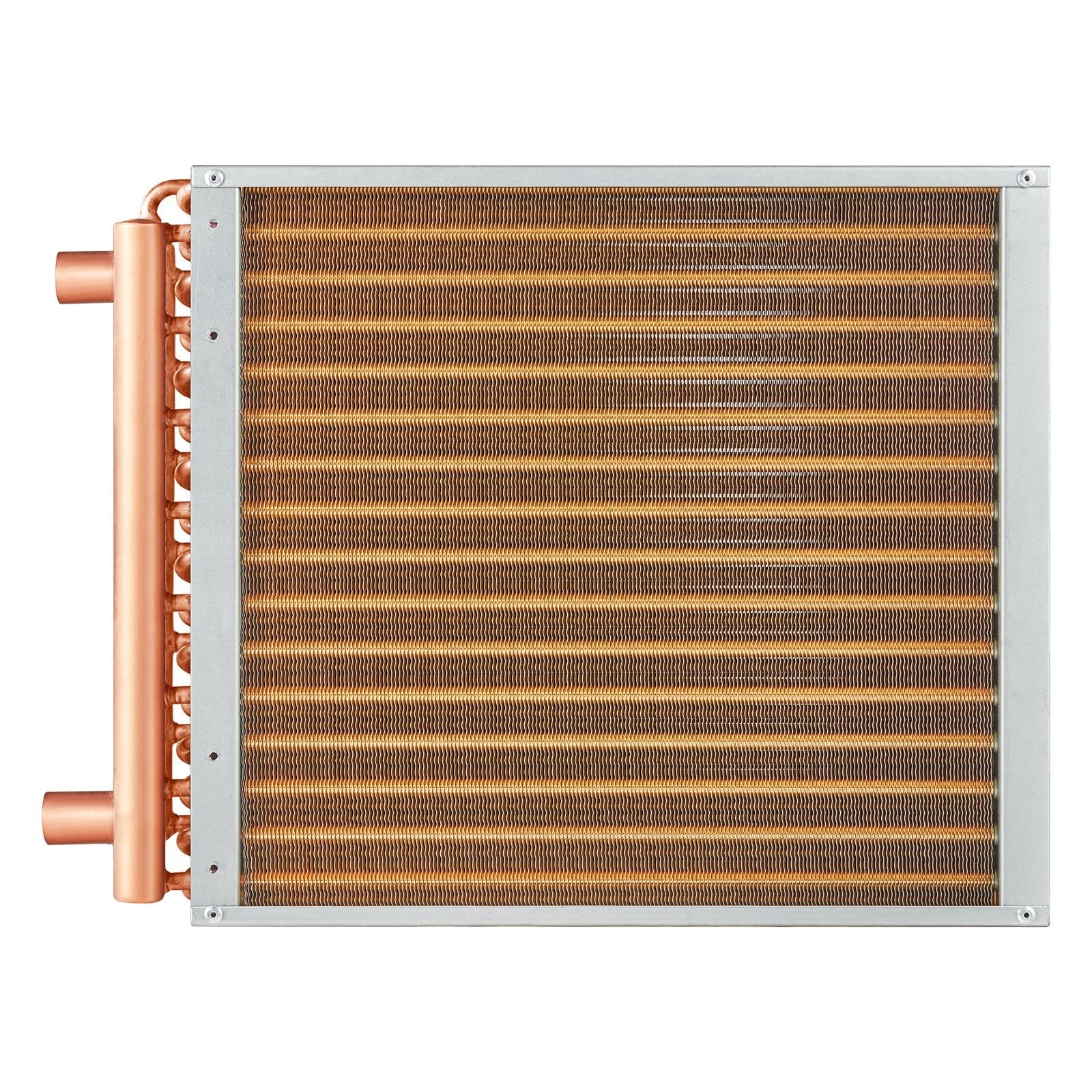 VEVOR Heat Exchanger Water to Air, 16"x 16" with 3-Row 3/8" Copper Ports, 193 Aluminum Fins Heat Exchanger for Outdoor Wood Furnaces, Residential Heating and Cooling, and Forced Air Heating