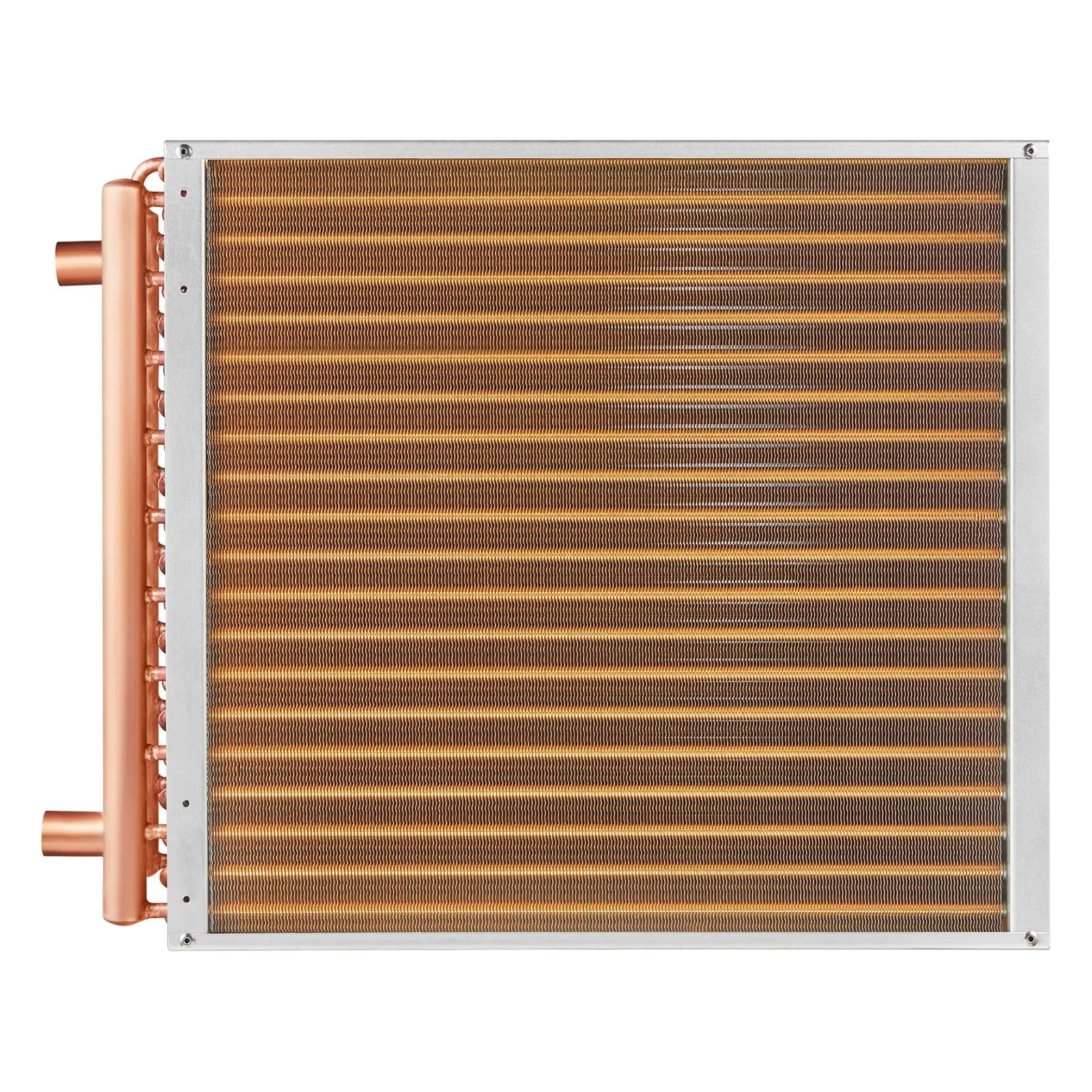VEVOR Heat Exchanger Water to Air, 20"x 20" with 3-Row 3/8" Copper Ports, 242 Aluminum Fins Heat Exchanger for Outdoor Wood Furnaces, Residential Heating and Cooling, and Forced Air Heating