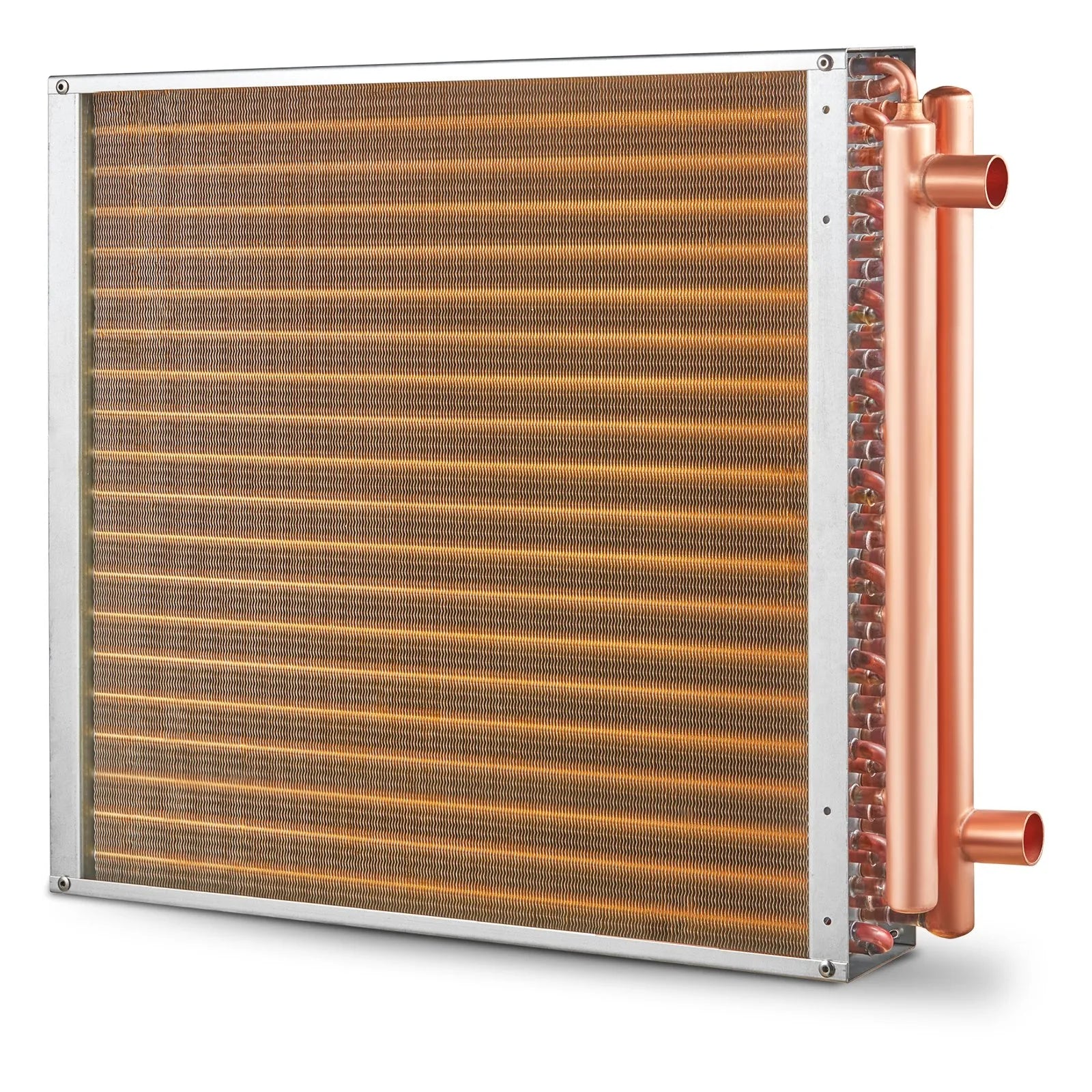 VEVOR Heat Exchanger Water to Air, 20"x 20" with 3-Row 3/8" Copper Ports, 242 Aluminum Fins Heat Exchanger for Outdoor Wood Furnaces, Residential Heating and Cooling, and Forced Air Heating
