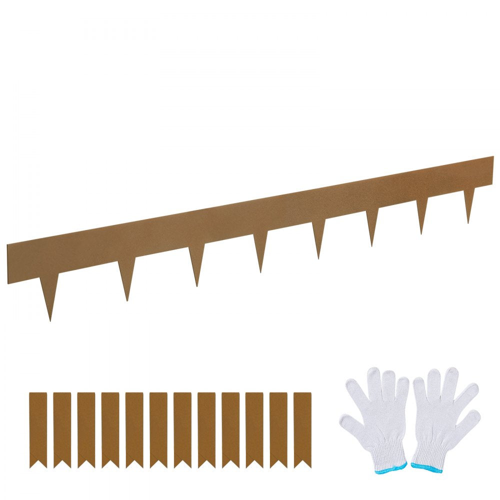 VEVOR Steel Landscape Edging, 10-pack Steel Garden Edging Borders, 39.6" L x 2" H Strips, Hammer-in Edging Border, Bendable Metal Landscape Edging for Yard, Garden, 2.5" Spike Height, Rustic Brown
