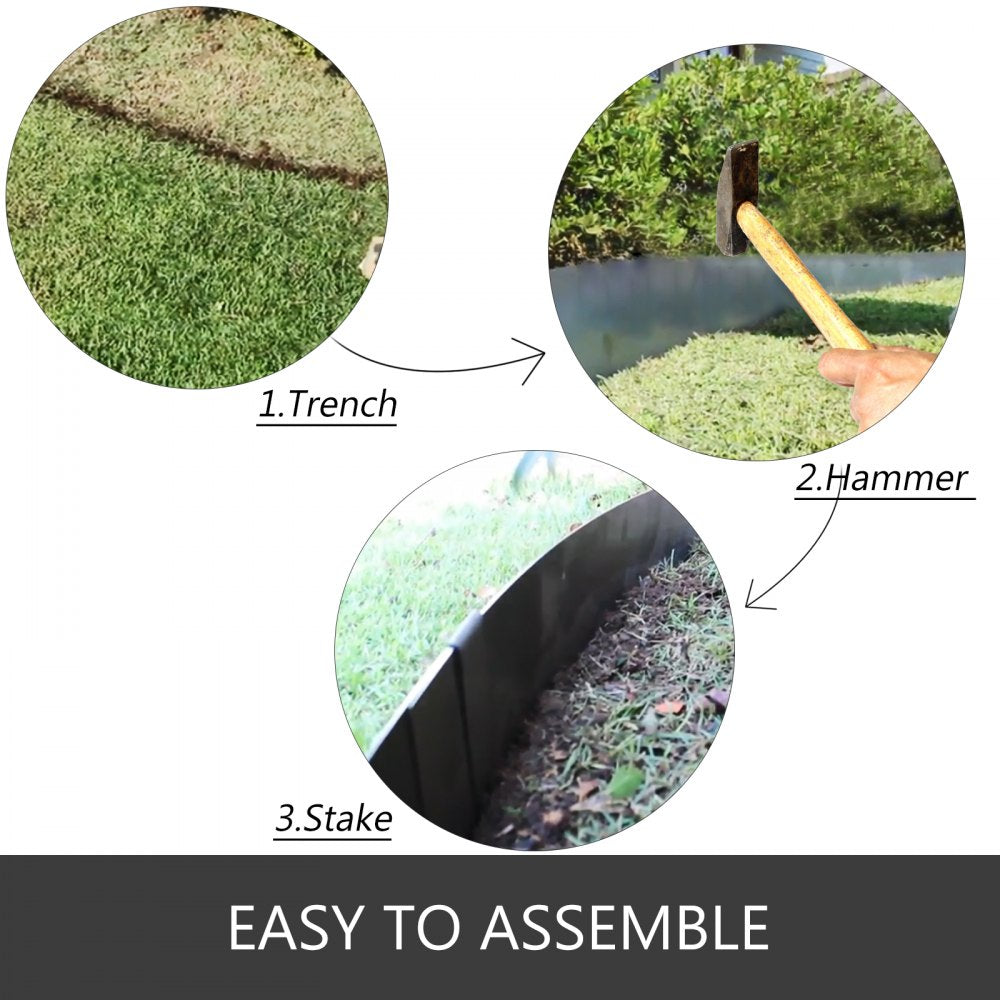 VEVOR Steel Landscape Edging 40 x 8 Inch Steel Edging For Landscaping 4pcs Steel Garden Edging Border Landscape Edging Steel Lawn Edging Garden Edging Garden Border Edging Metal Edging