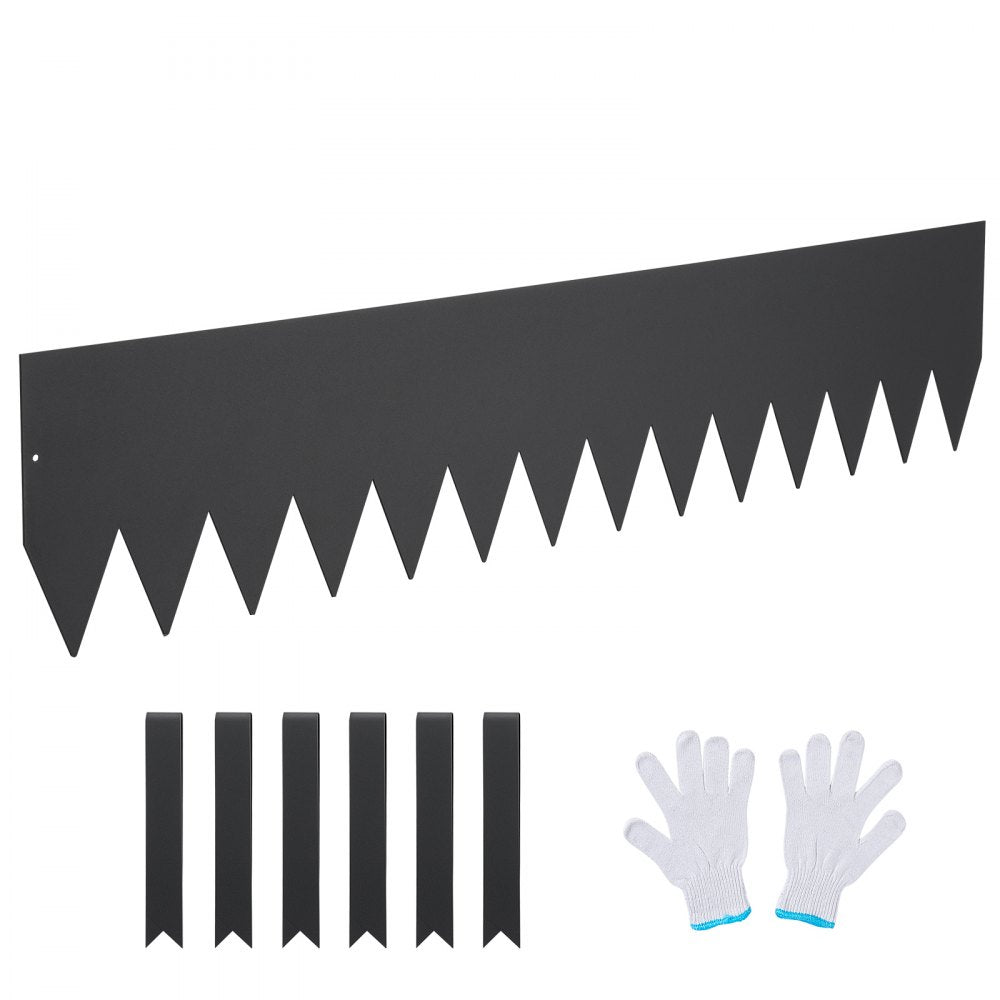 VEVOR Steel Landscape Edging, 6-pack Steel Garden Edging Borders, 40" L x 8" H Strips, Hammer-in Edging Border with 8 Clips, Bendable Metal Landscape Edging for Yard, Garden, Lawn