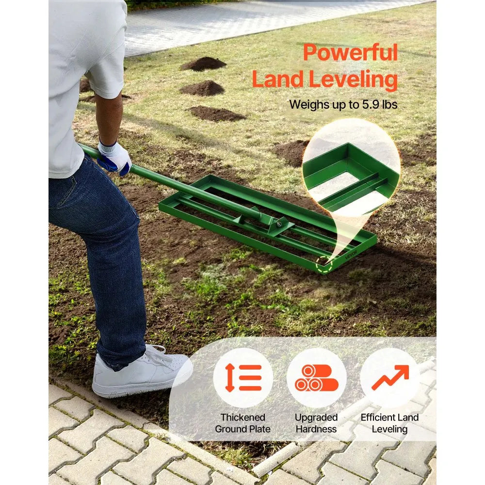 VEVOR Lawn Leveling Rake, 30" x 10" Heavy Duty Lawn Leveler with 78" Steel Extended Handle