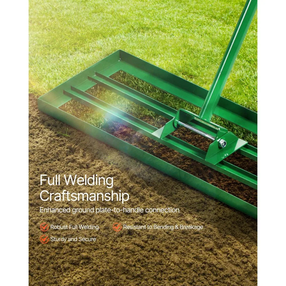 VEVOR Lawn Leveling Rake, 30" x 10" Heavy Duty Lawn Leveler with 78" Steel Extended Handle