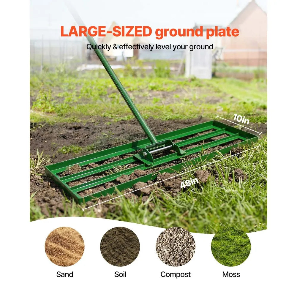 VEVOR Lawn Leveling Rake, 48" x 10" Heavy Duty Lawn Leveler with 78" Steel Extended Handle