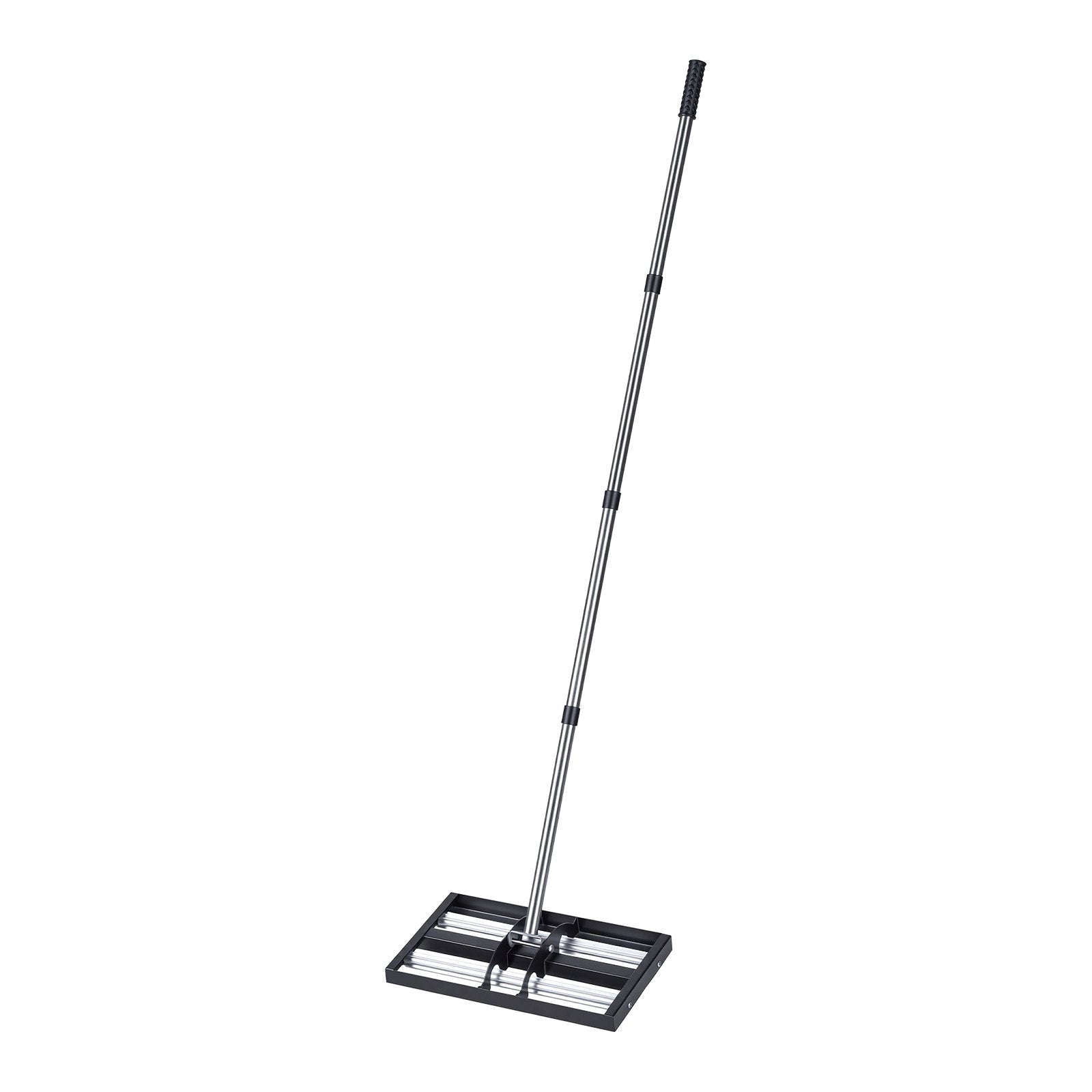 VEVOR Lawn Leveling Rake with Rollers, 17" x 10" Stainless Steel Lawn Leveler, 63.4" Adjustable Handle, Heavy-Duty Yard Leveling Tool for Lawns, Gardens, Farms & Golf Courses