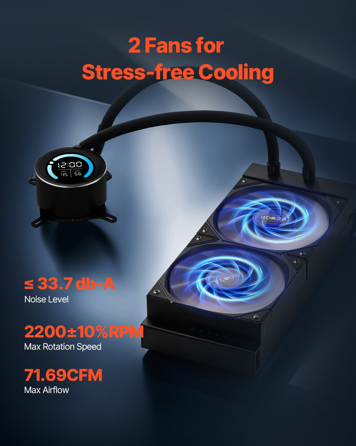 VEVOR CPU Liquid Cooler AIO CPU Water Cooler with 120 mm PWN Fans for Intel AMD