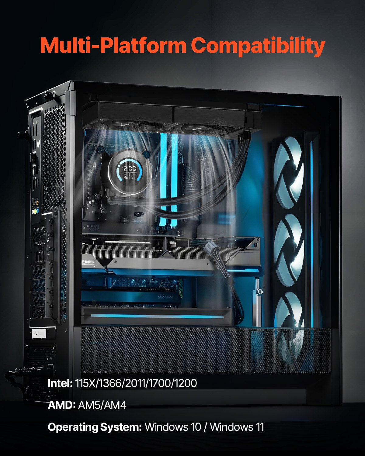 VEVOR CPU Liquid Cooler AIO CPU Water Cooler with 120 mm PWN Fans for Intel AMD