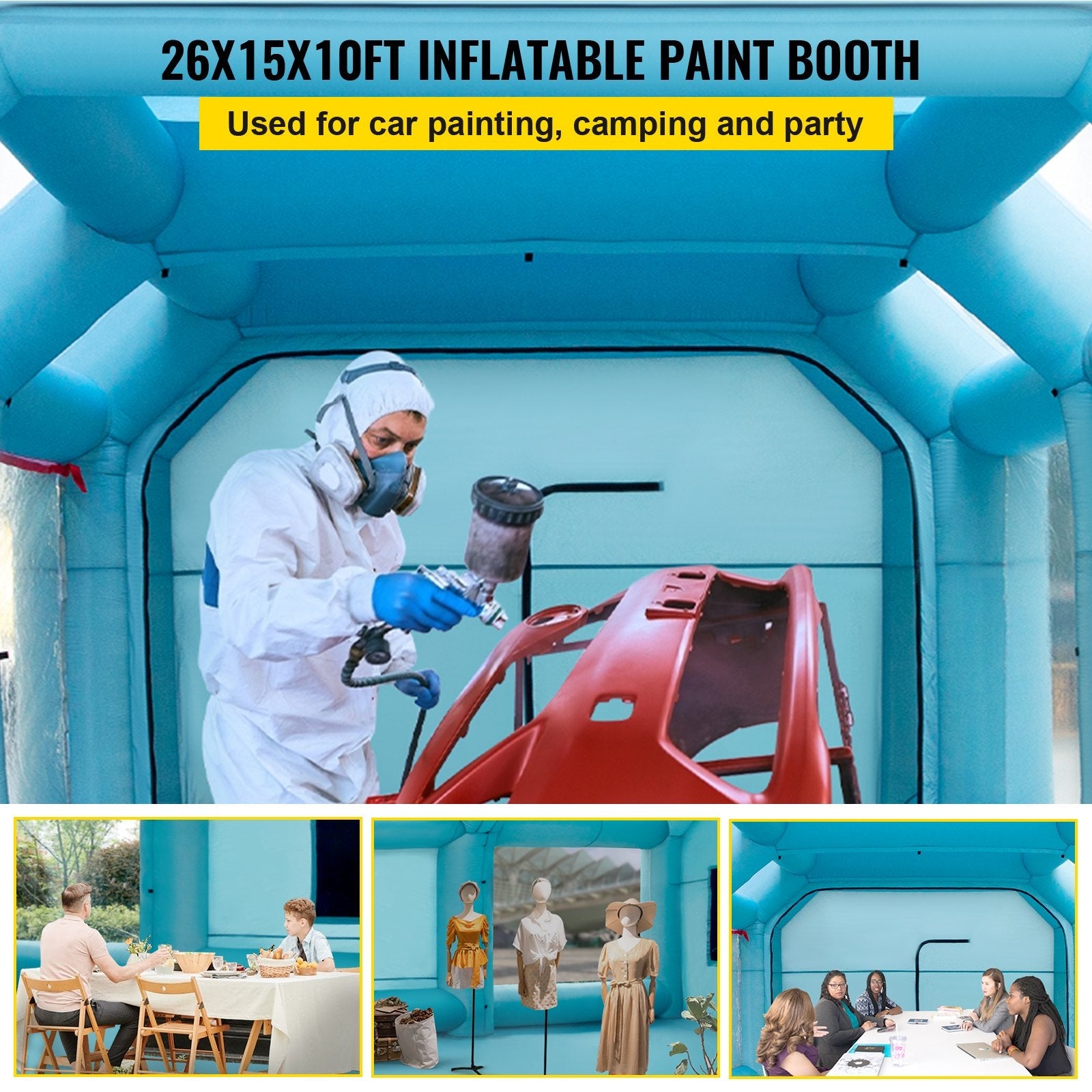 VEVOR Inflatable Spray Booth 27x14FT Mobile Portable Car Workstation Top with Upgraded Oxford Cloth for Car Parking Tent Workstation