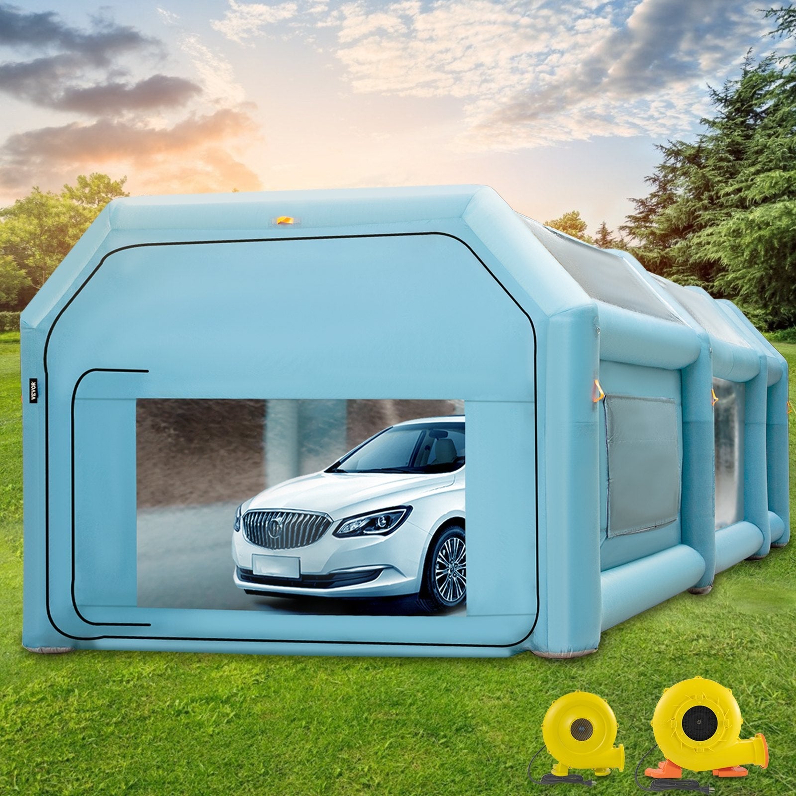 VEVOR Inflatable Spray Booth 27x14FT Mobile Portable Car Workstation Top with Upgraded Oxford Cloth for Car Parking Tent Workstation