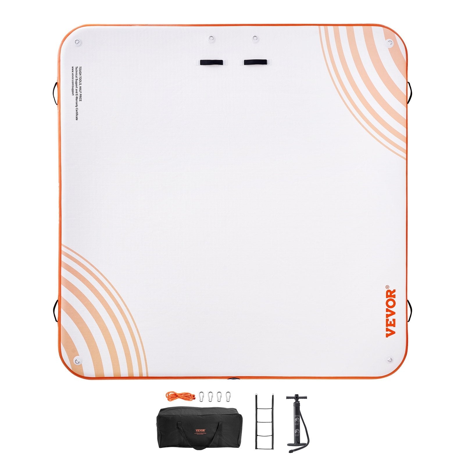 VEVOR Inflatable Floating Dock,7 x 7FT Inflatable Dock Platform, Non-Slip Water Floating Dock Mat with Portable Carrying Bag & Detachable Ladder, Floating Platform Island Raft for Pool Beach Ocean