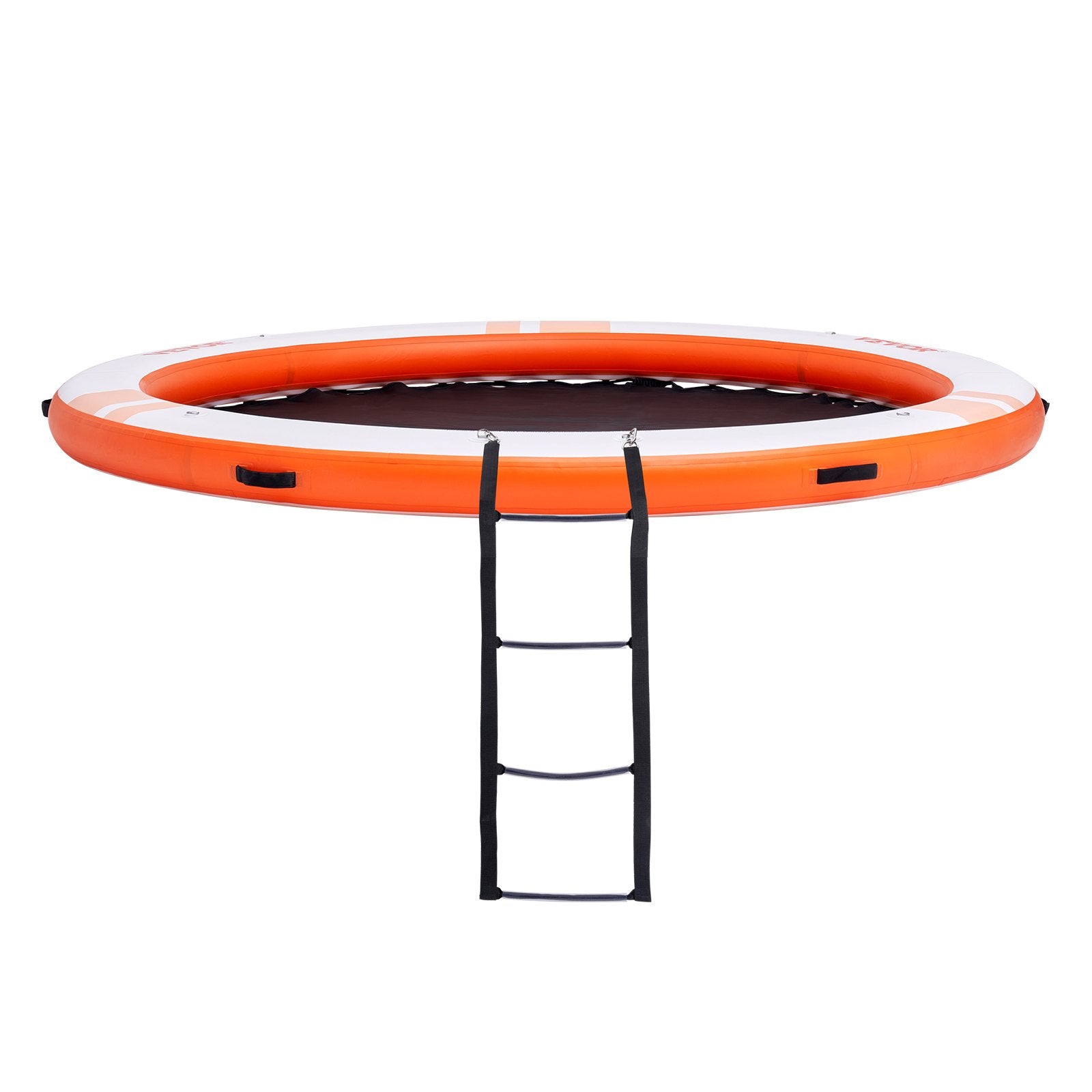 VEVOR Inflatable Floating Dock, ø8FT Inflatable Dock Platform with ø5FT Trampoline Mesh Pool, Non-Slip Floating Platform Water Mat with Portable Bag & Detachable Ladder for Pool Beach Relaxation