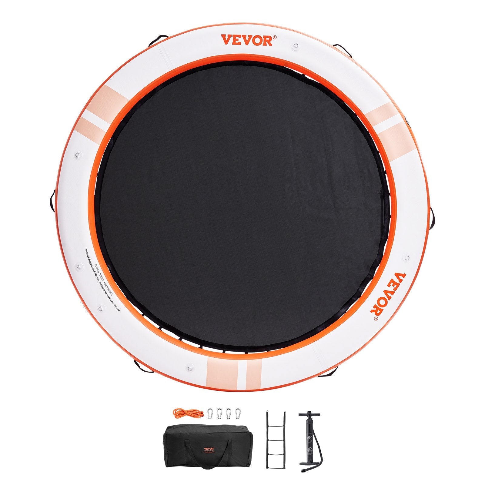 VEVOR Inflatable Floating Dock, ø8FT Inflatable Dock Platform with ø5FT Trampoline Mesh Pool, Non-Slip Floating Platform Water Mat with Portable Bag & Detachable Ladder for Pool Beach Relaxation