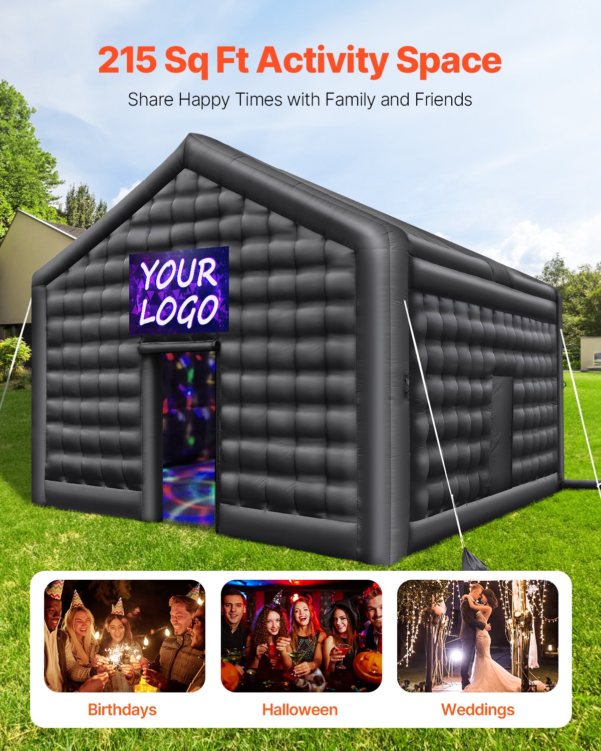 VEVOR Inflatable Nightclub 16.4 x 13.1x 12.5 Ft Blow up Party Tent with Lights