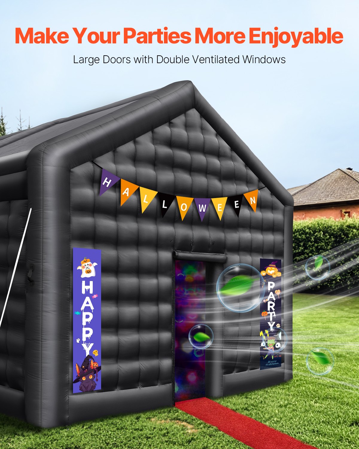 VEVOR Inflatable Nightclub 17.7 x 16.4 x 13.9 Ft Blow up Party Tent with Lights