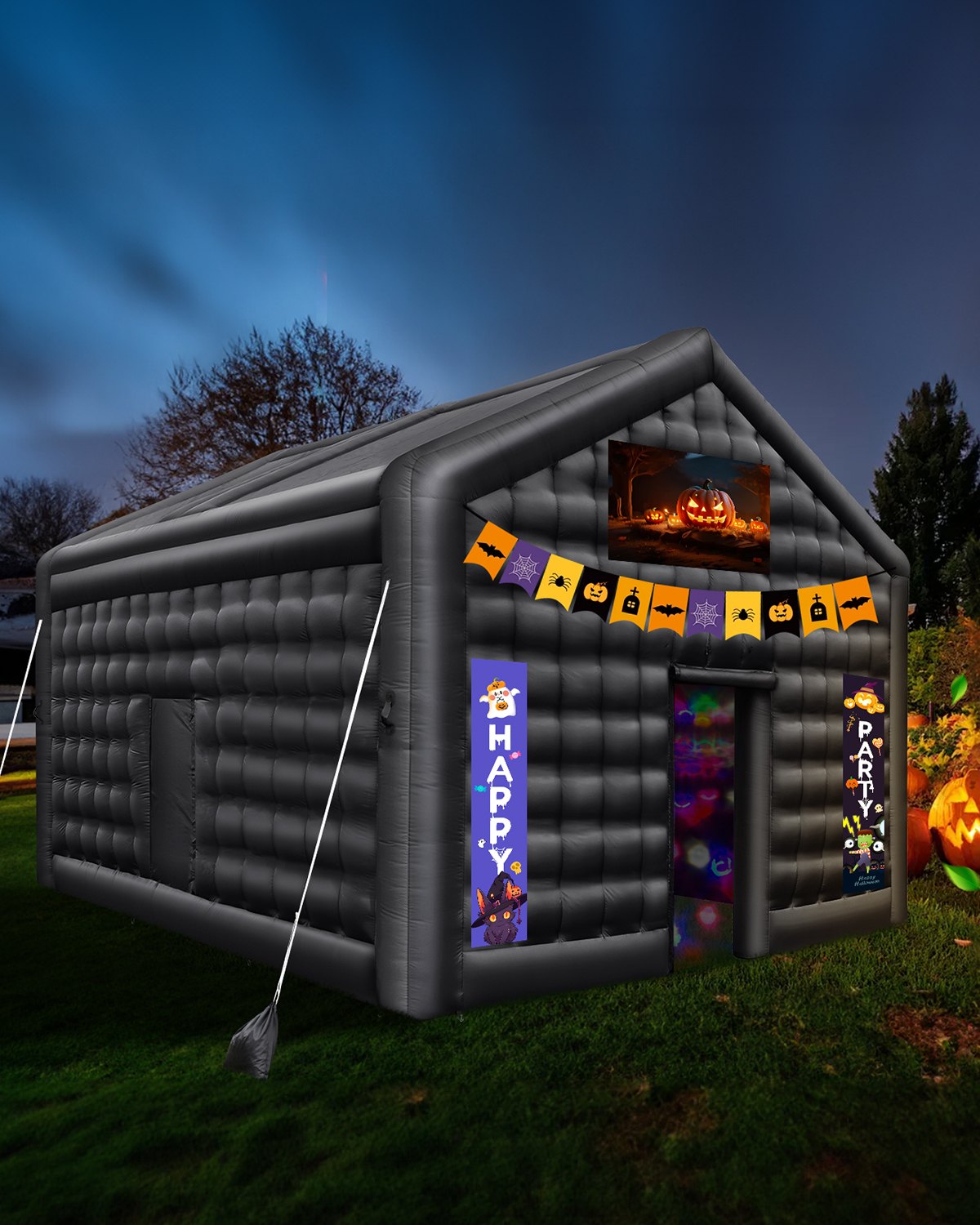 VEVOR Inflatable Nightclub 17.7 x 16.4 x 13.9 Ft Blow up Party Tent with Lights