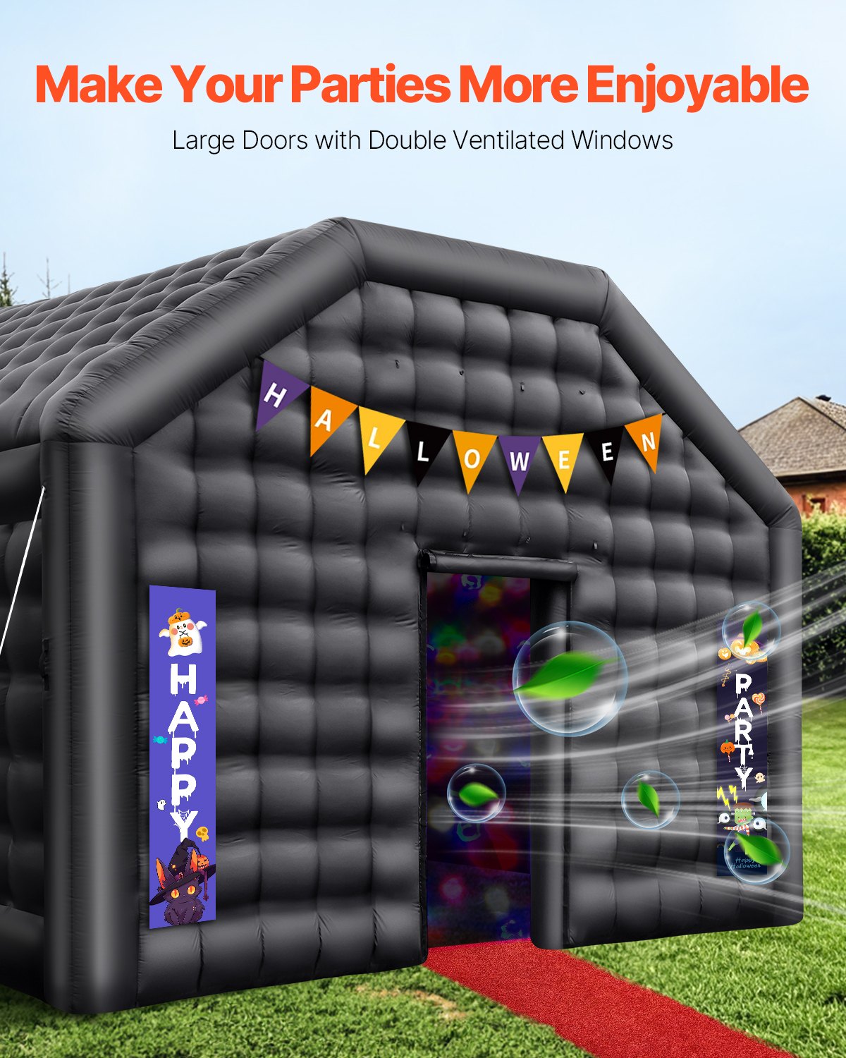 VEVOR Inflatable Nightclub 19.7 x 16.4 x 12 Ft Blow up Party Tent with Lights
