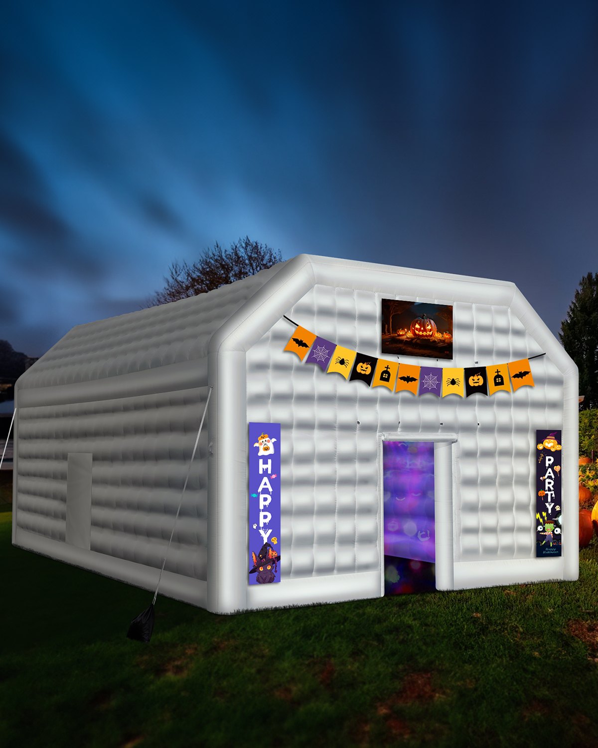 VEVOR Inflatable Nightclub 26.2 x 19.7 x 13.1 Ft Blow up Party Tent White