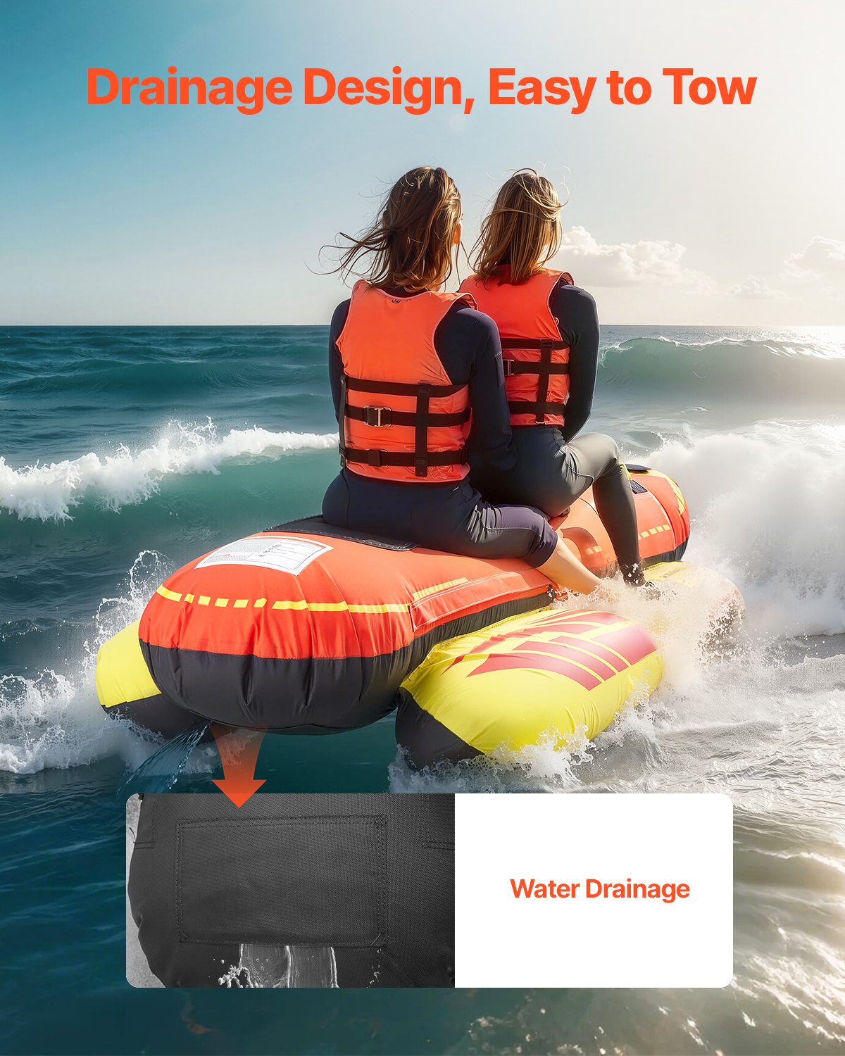 VEVOR Towable Tubes for Boating 1-3 Riders Inflatable Boat Tubes Towables 510lbs