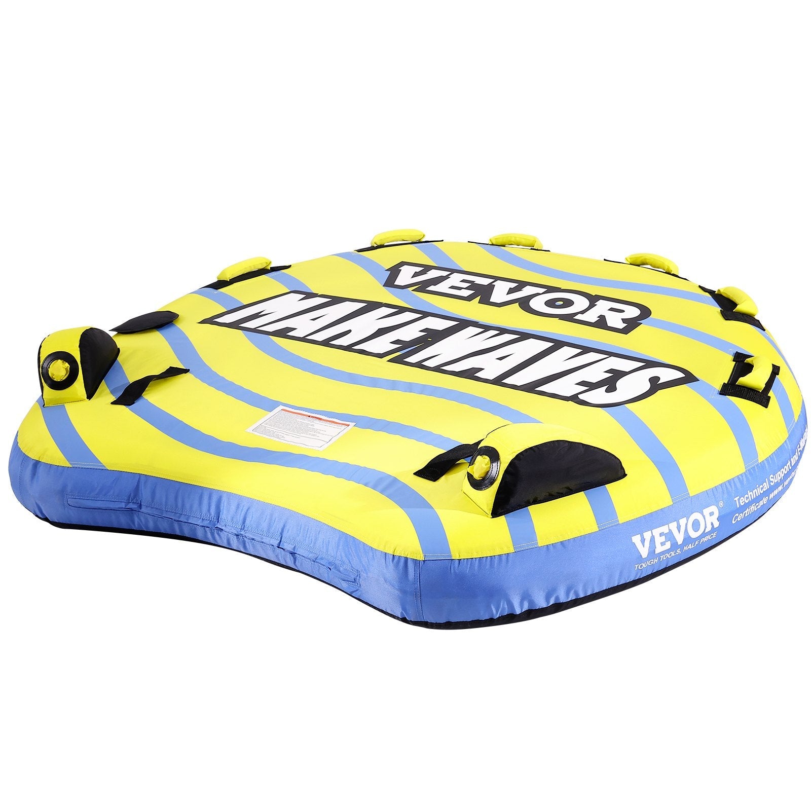 VEVOR Towable Tube for Boating, 1-3 Riders Inflatable Towable Tube with Bumper Fins, 510 lbs Water Sport Towable Tubes for Boats to Pull, Full Nylon Cover, EVA Grab Handles and Speed Safety Valve