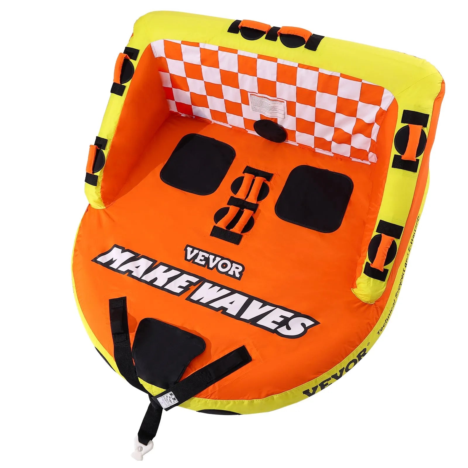 VEVOR Towable Tube for Boating, 1-2 Riders Inflatable Towable Tubes with Deck Seats and Backrest, 340 lbs Water Sport Tube for Boat to Pull, Full Nylon Cover, EVA Grab Handles and Speed Safety Valve