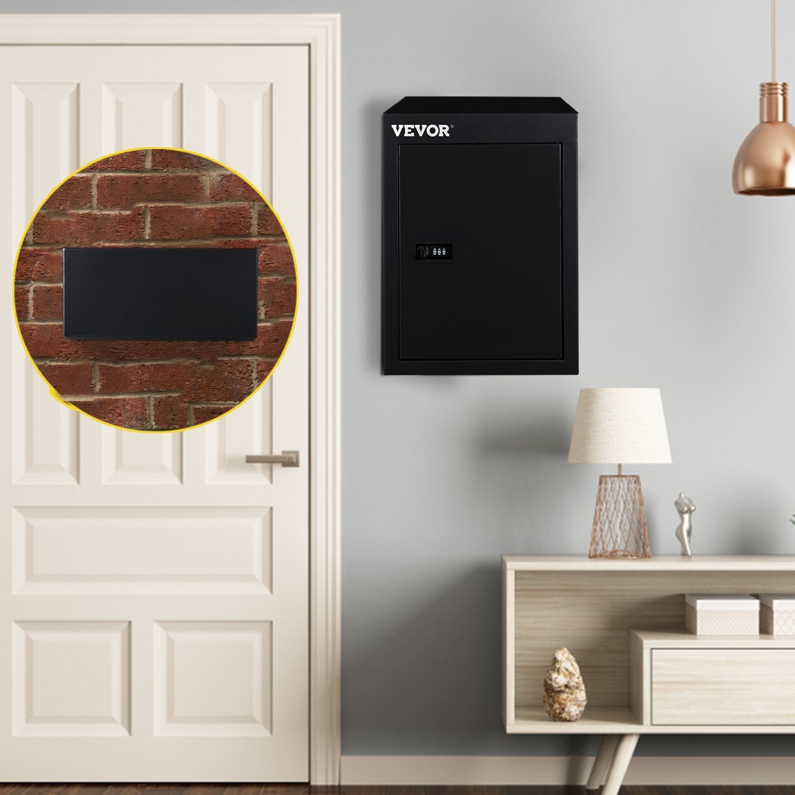 Vevor Through-the-wall Mailbox Letter Drop Box Adjustable Chute Rainproof Black