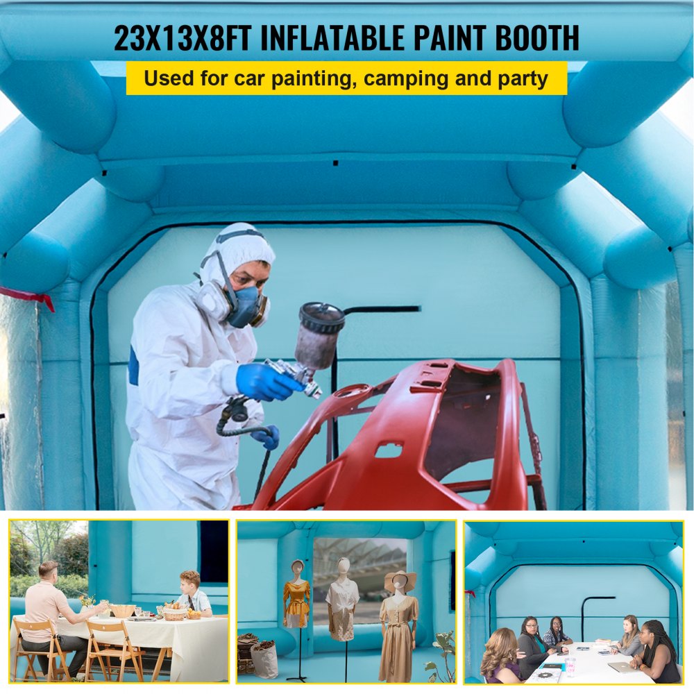 VEVOR Portable Inflatable Paint Booth, 23x13x8ft Inflatable Spray Booth, Car Paint Tent w/Air Filter System & 2 Blowers, Upgraded Blow Up Spray Booth Tent, Auto Paint Workstation, Motorcycle Garage