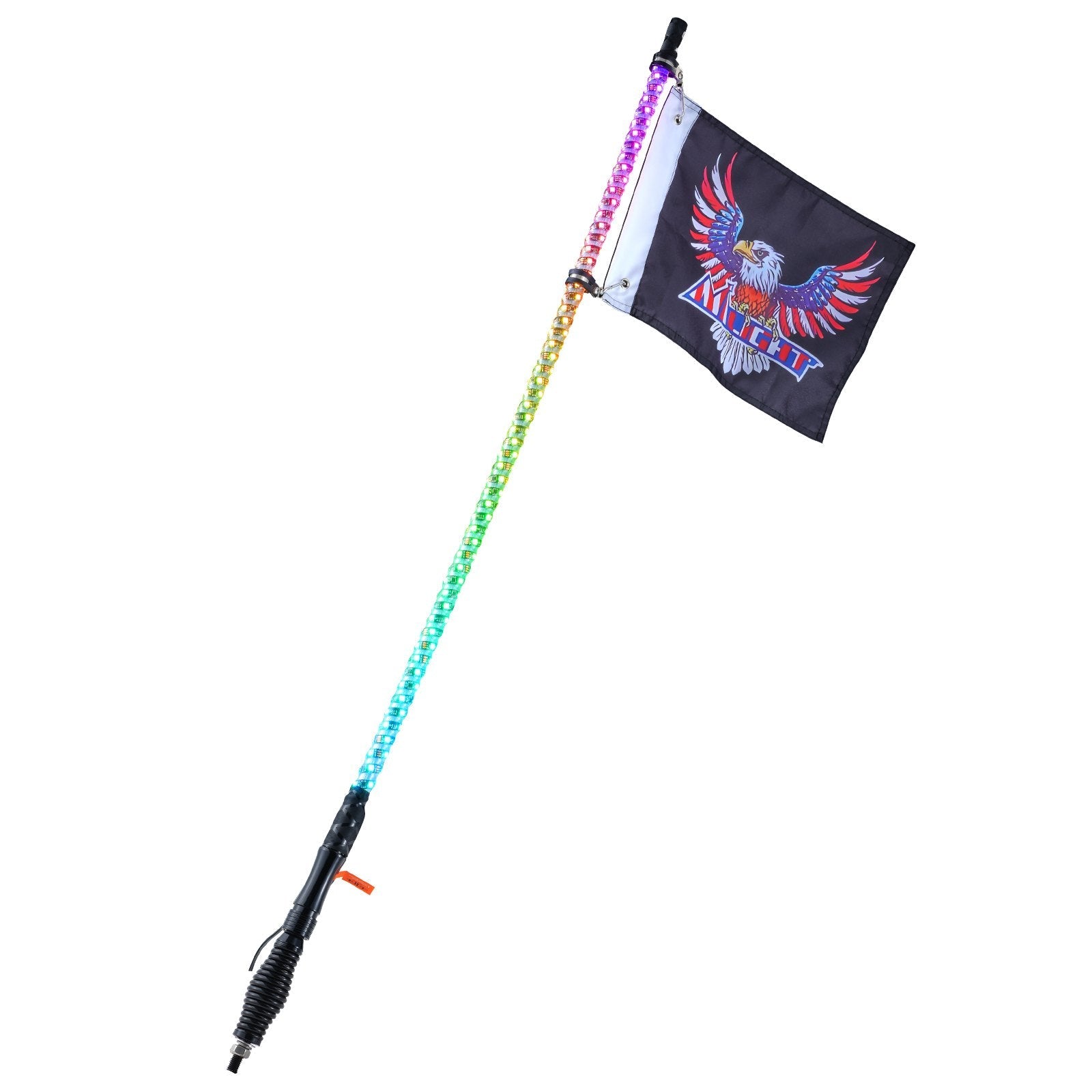 VEVOR 1 PC 3 FT Whip Light with Spring Base, Led Whip Light with APP & Remote Control, Waterproof 360° Spiral RGB Chasing Lighted Whip with 2 Flags, for UTVs, ATVs, Motorcycles, RZR, Can-am, Go-karts