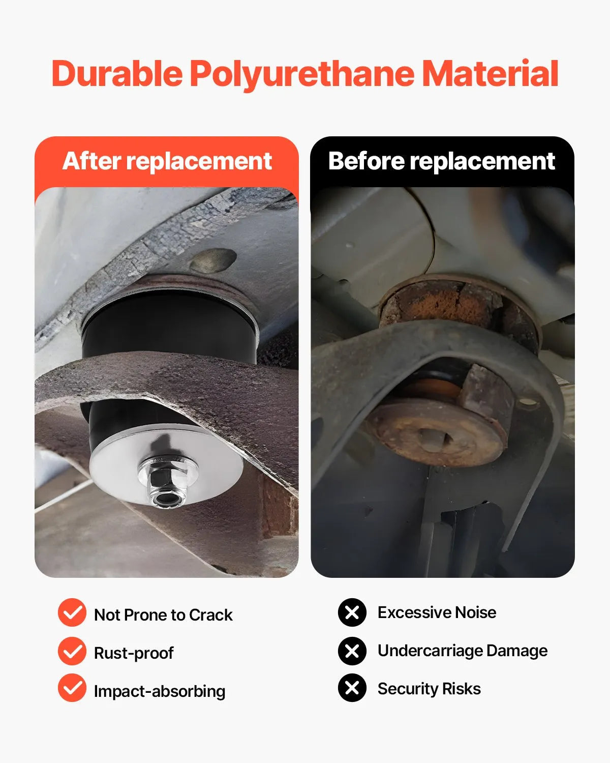 VEVOR Body Mount Bushing Kit, Compatible with 1980-1998 Ford F150 F250 F350, 62 PCS Polyurethane Body Mount Kit, Quick Replacement, Durable Components for Improving Bumpy Driving Performance, Black