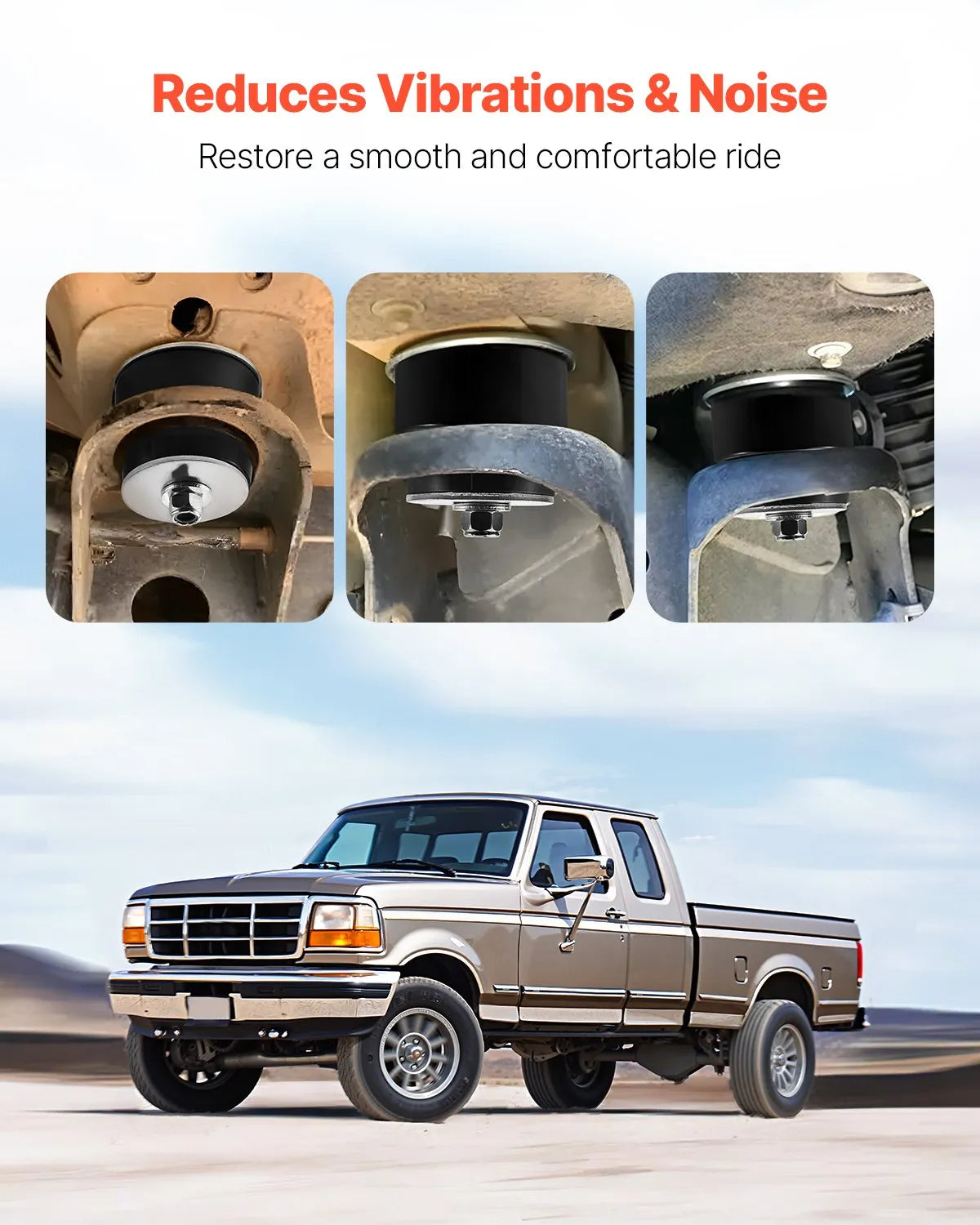 VEVOR Body Mount Bushing Kit, Compatible with 1980-1998 Ford F150 F250 F350, 62 PCS Polyurethane Body Mount Kit, Quick Replacement, Durable Components for Improving Bumpy Driving Performance, Black