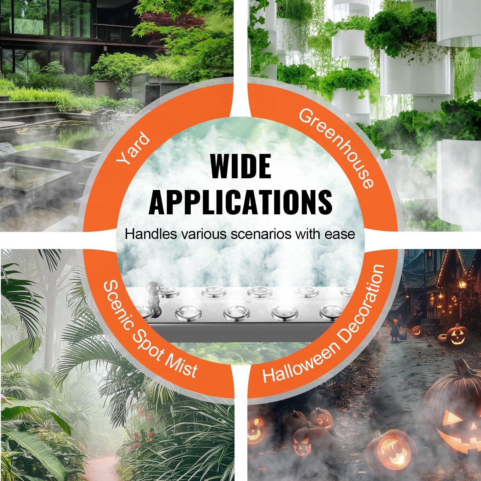 VEVOR 10 Head Ultrasonic Mist Maker 7000mL/H Ultrasonic Fogger IP67 Waterproof