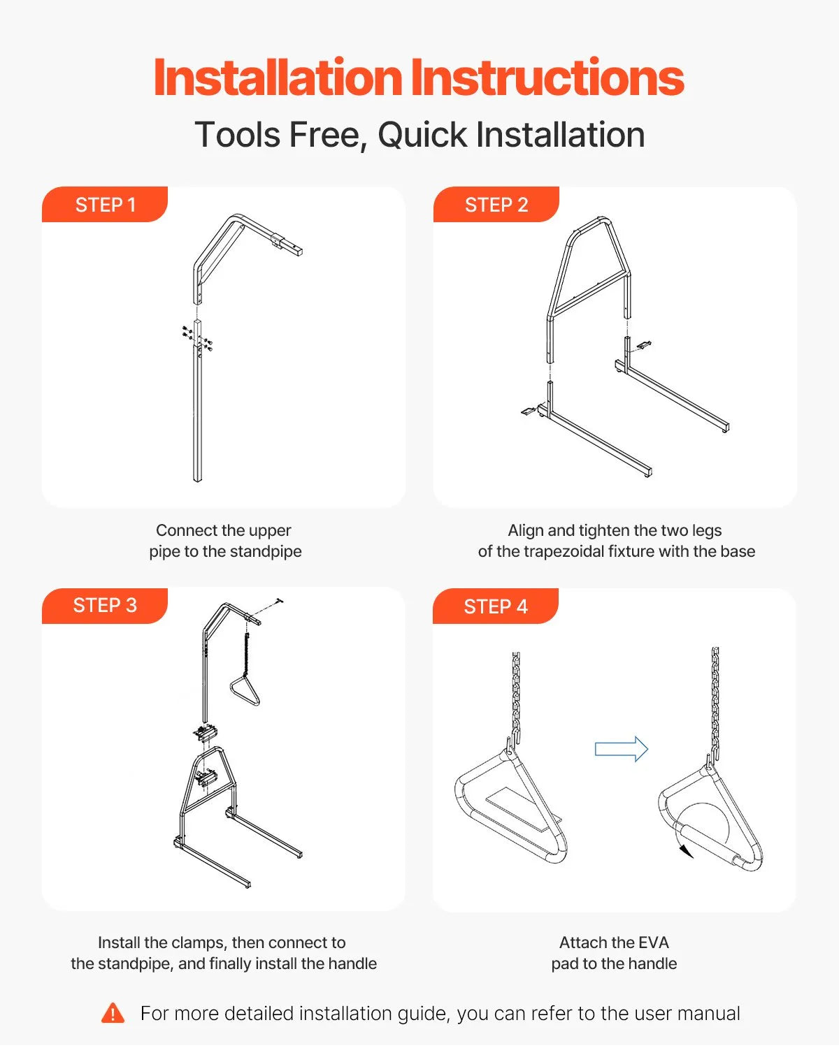 VEVOR Trapeze Bar for Bed Mobility 250LBS Bed Trapeze with Clamp and Floor Stand