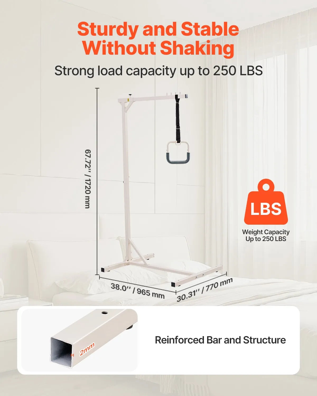 VEVOR Trapeze Bar for Bed Mobility 250 LBS Capacity Free Standing Trapeze Bar