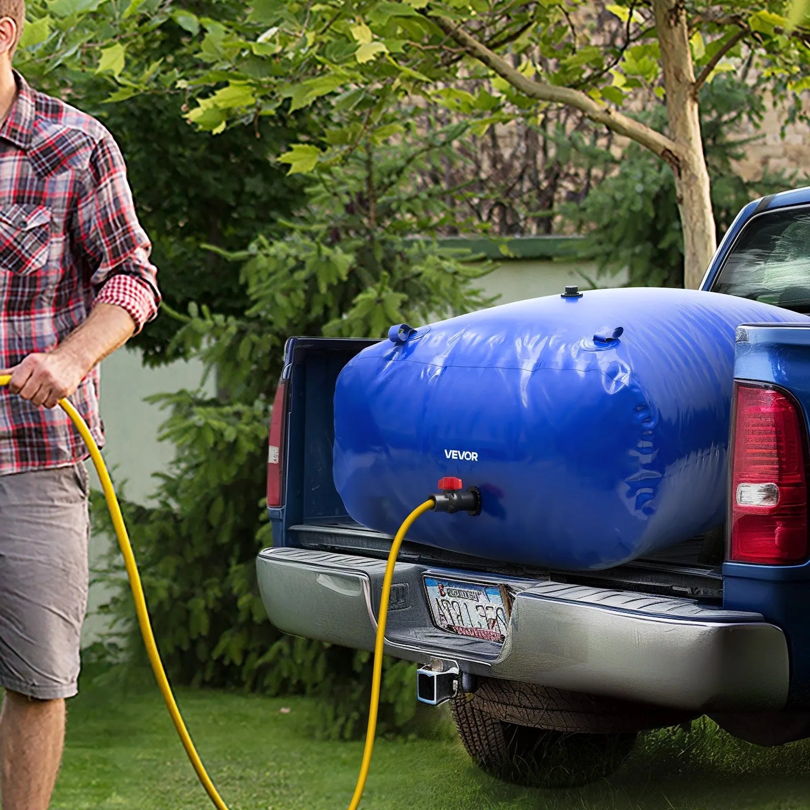 VEVOR Water Storage Bladder, 264 Gallon (1000L) Water Storage Container Tank, 1000D PVC Extra-Large Capacity Soft Bag Bladder, Foldable Portable for Garden Irrigation, Camping, RV, Fire Prevention