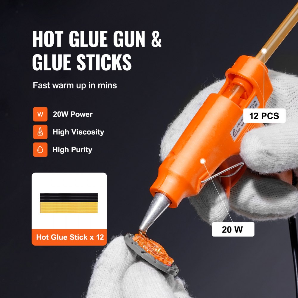 VEVOR 25 PCS Dent Removal Kit, Paintless Dent Repair Kit with Bridge Puller and Puller Tabs, Auto Dent Puller Kit with Hot Glue Gun, Glue Sticks for Auto Body Dents, and Other Metal Surface Dents