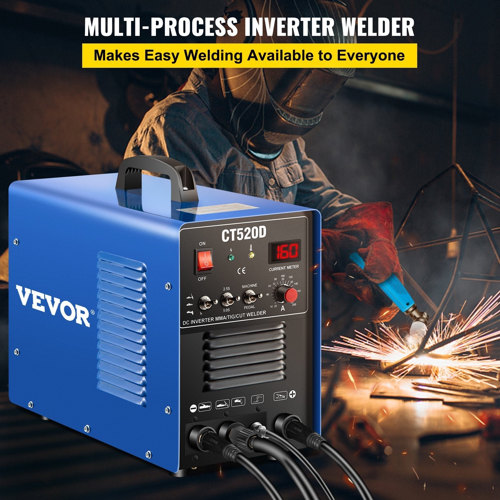 VEVOR TIG/MMA Plasma Cutter CT520D 3 in 1 Combo Welding Machine Tig Welder 200A Arc Welder 200A Plasma Cutter 50A Plasma Cutting Machine Dual Voltage 110 220V