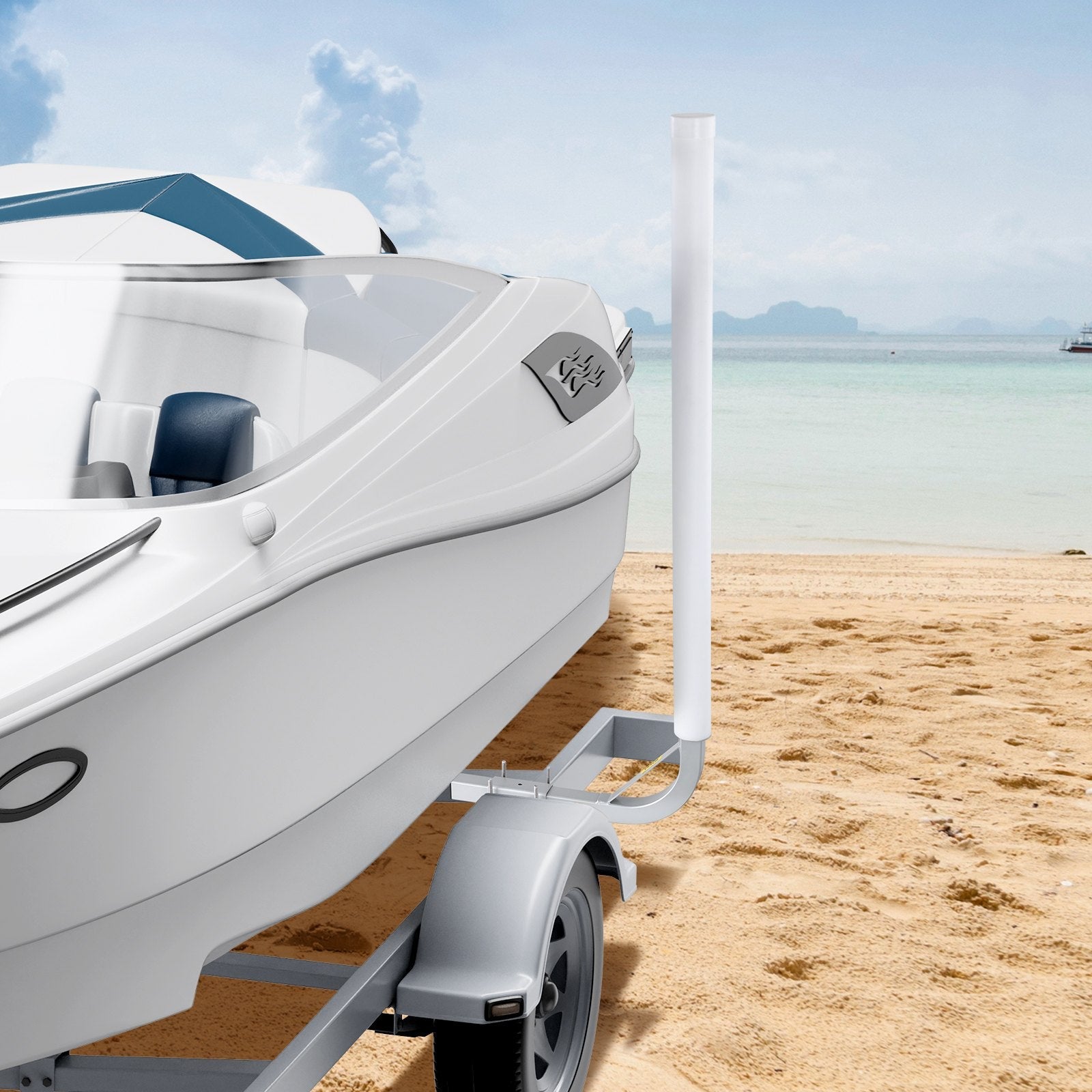 VEVOR Boat Trailer Guide, 48” Adjustable Design Trailer Guide Poles, 2PCS Rustproof Galvanized Steel Trailer Guide ons, Trailer Guides with PVC Pipes, for Ski Boat, Fishing Boat or Sailboat Trailer