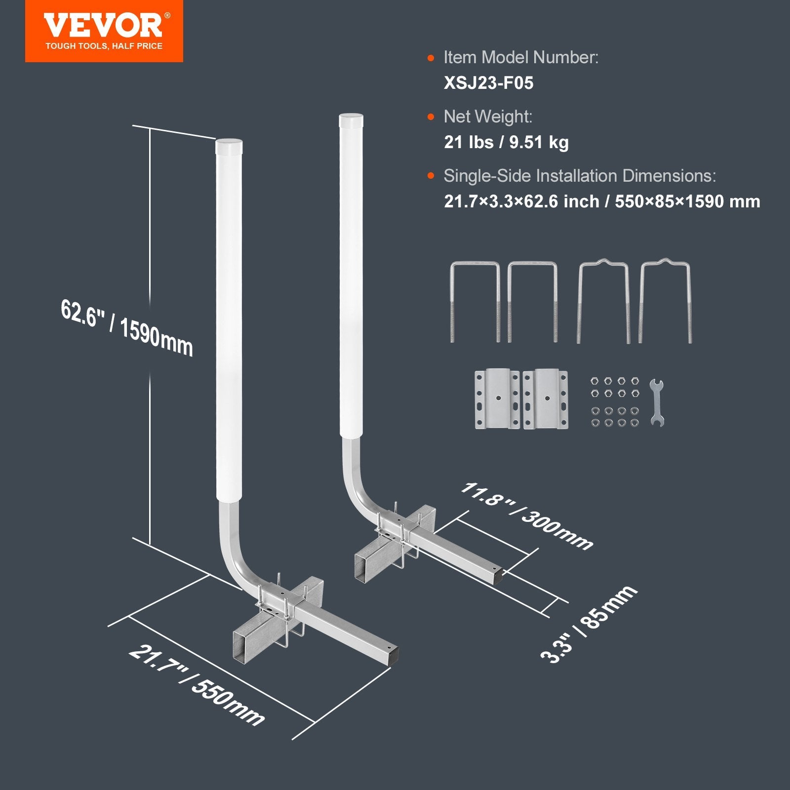 VEVOR Boat Trailer Guide, 60” Adjustable Design Trailer Guide Poles, 2PCS Rustproof Galvanized Steel Trailer Guide ons, Trailer Guides with PVC Pipes, for Ski Boat, Fishing Boat or Sailboat Trailer