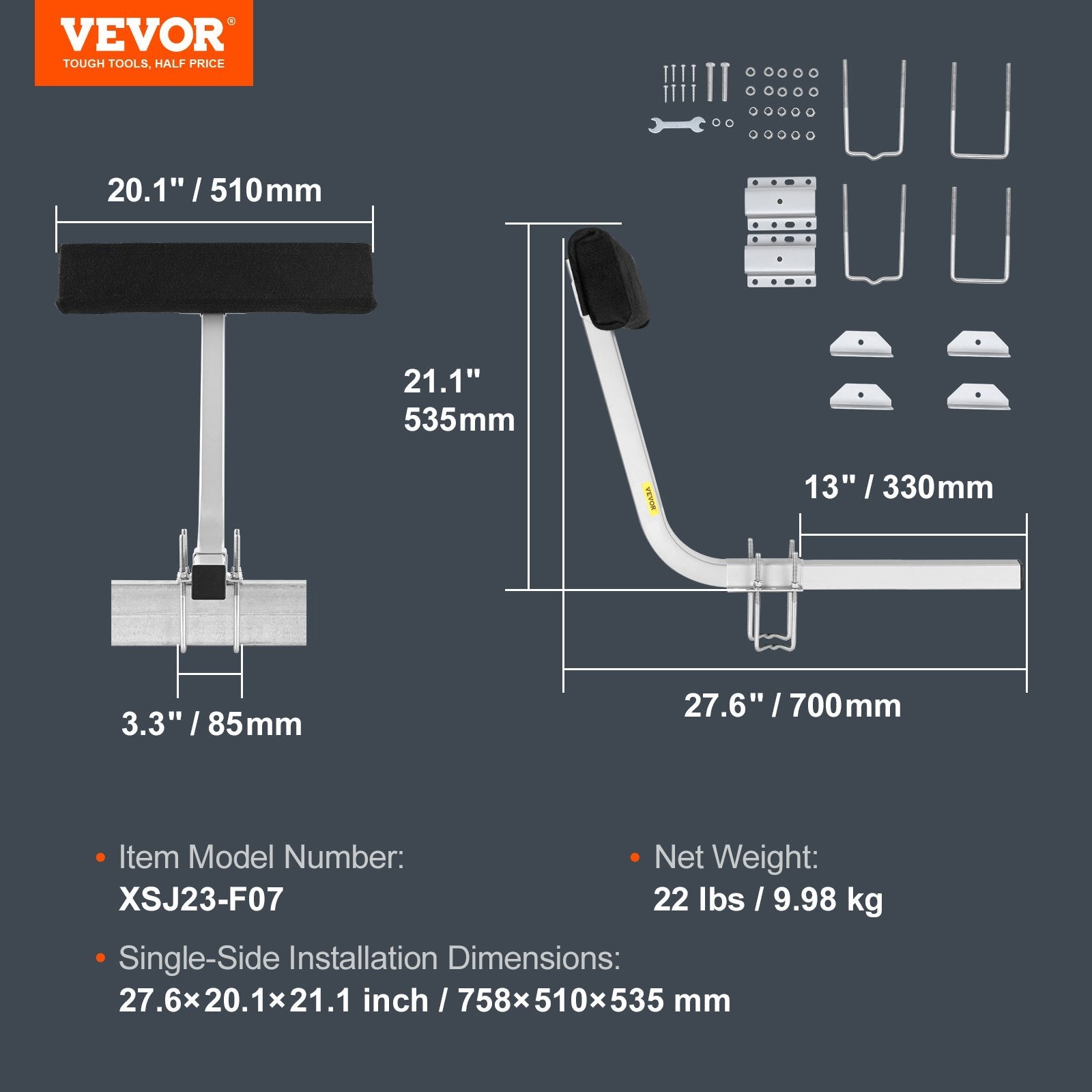 VEVOR Boat Trailer Guide, 27.6” Adjustable Design Short Bunk Guide-Ons, 2PCS Rustproof Galvanized Steel Trailer Guide Poles, Heavy Duty Roller Guide Design, for Ski Boat, Fishing Boat or Sailboat Trai