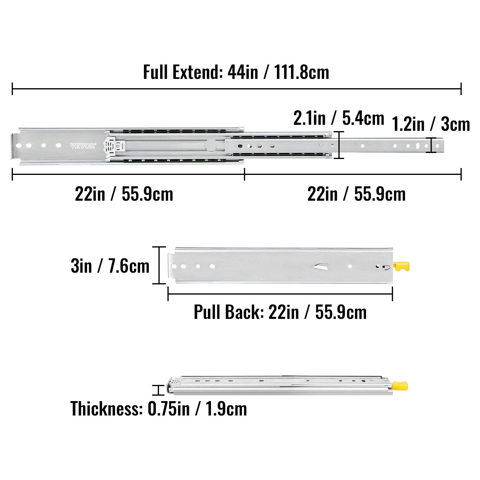 Heavy Duty Drawer Slides 500lbs Ball Bearing Drawer Slides 22inch Full Extension