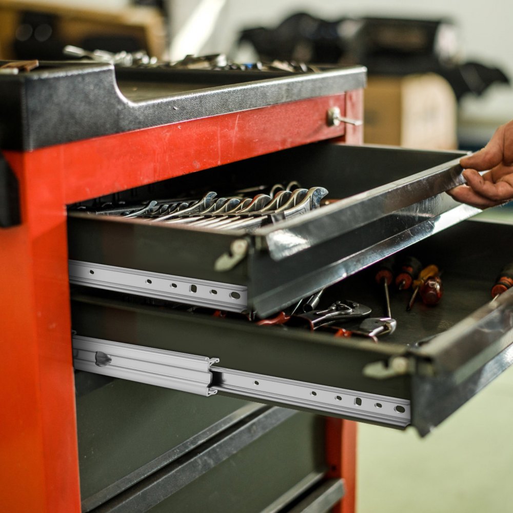 VEVOR Drawer Slides, 1 Pair 36 Inch Soft Close Drawer Slides, Ball Bearing Side Mount Drawer Hardware Slides, 500 LBS Load Capacity 3-Section Full Extension Drawer Slides for Smooth Slide, Less Noise